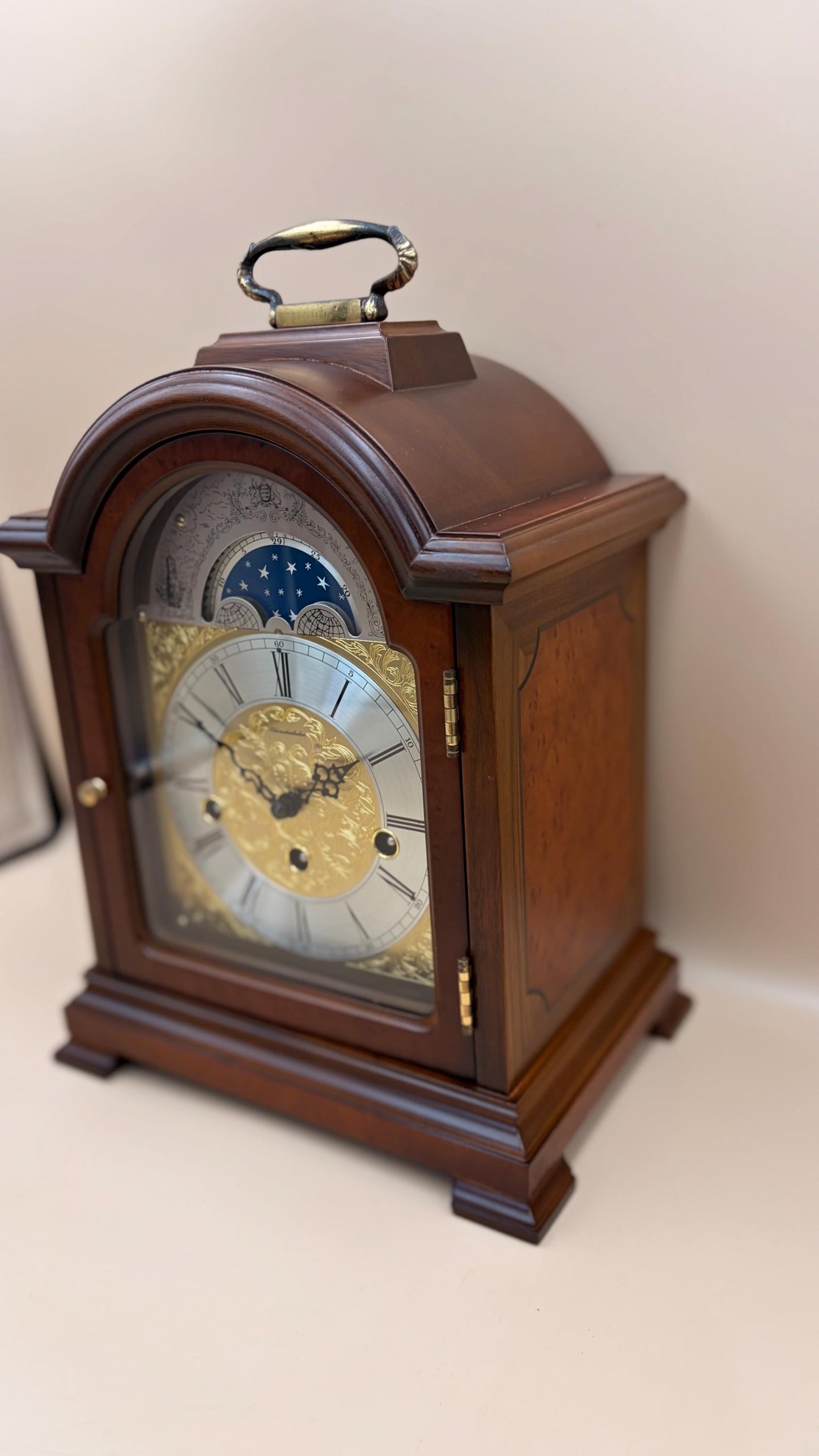 Schmeckenbecher German Westminster Chime Bracket Clock, Moon Phase, Fully Serviced