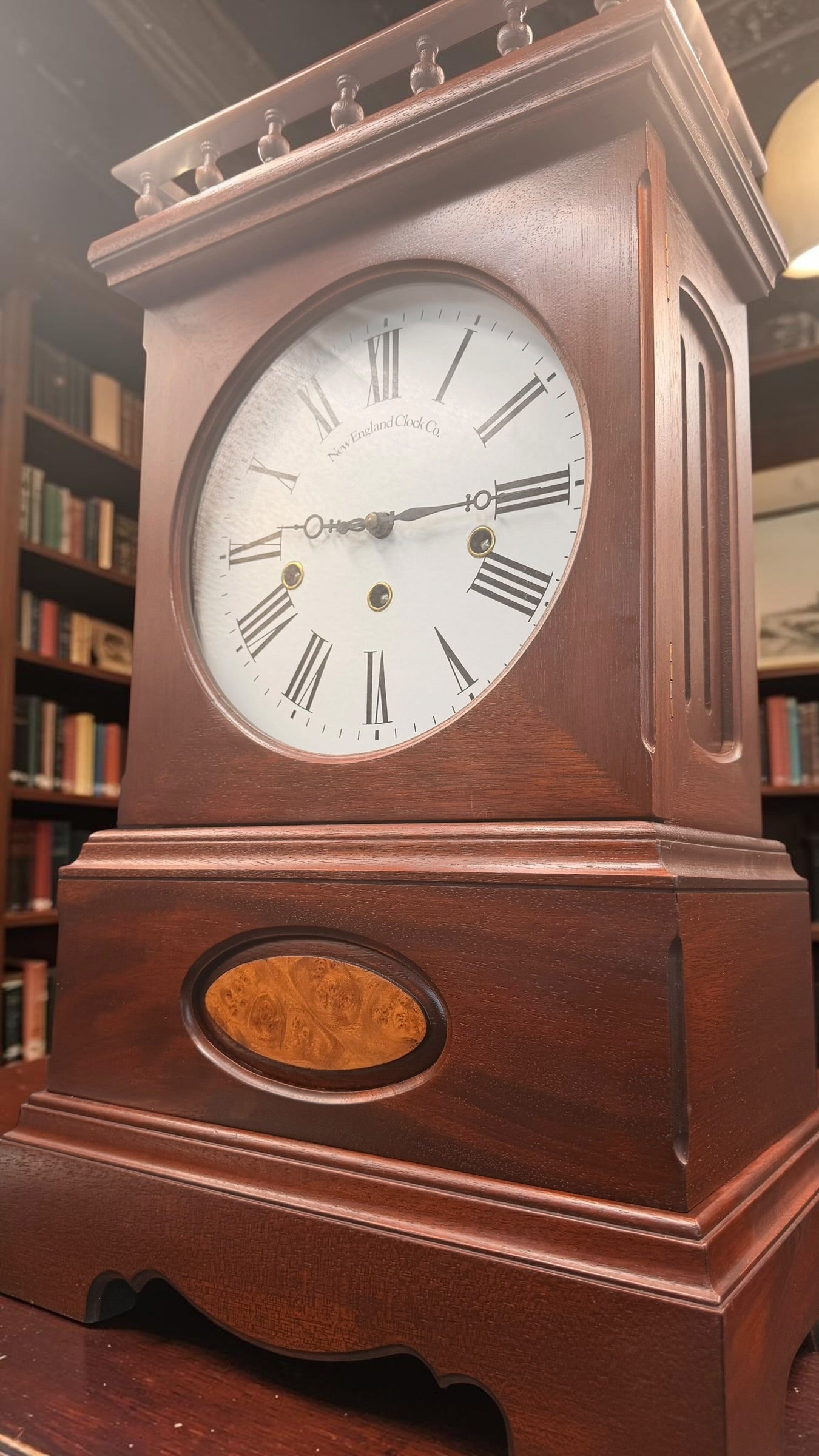 New England Clock Co Triple Chime Bracket Clock – German Hermle 1050 Mechanical Movement – Shelf Clock