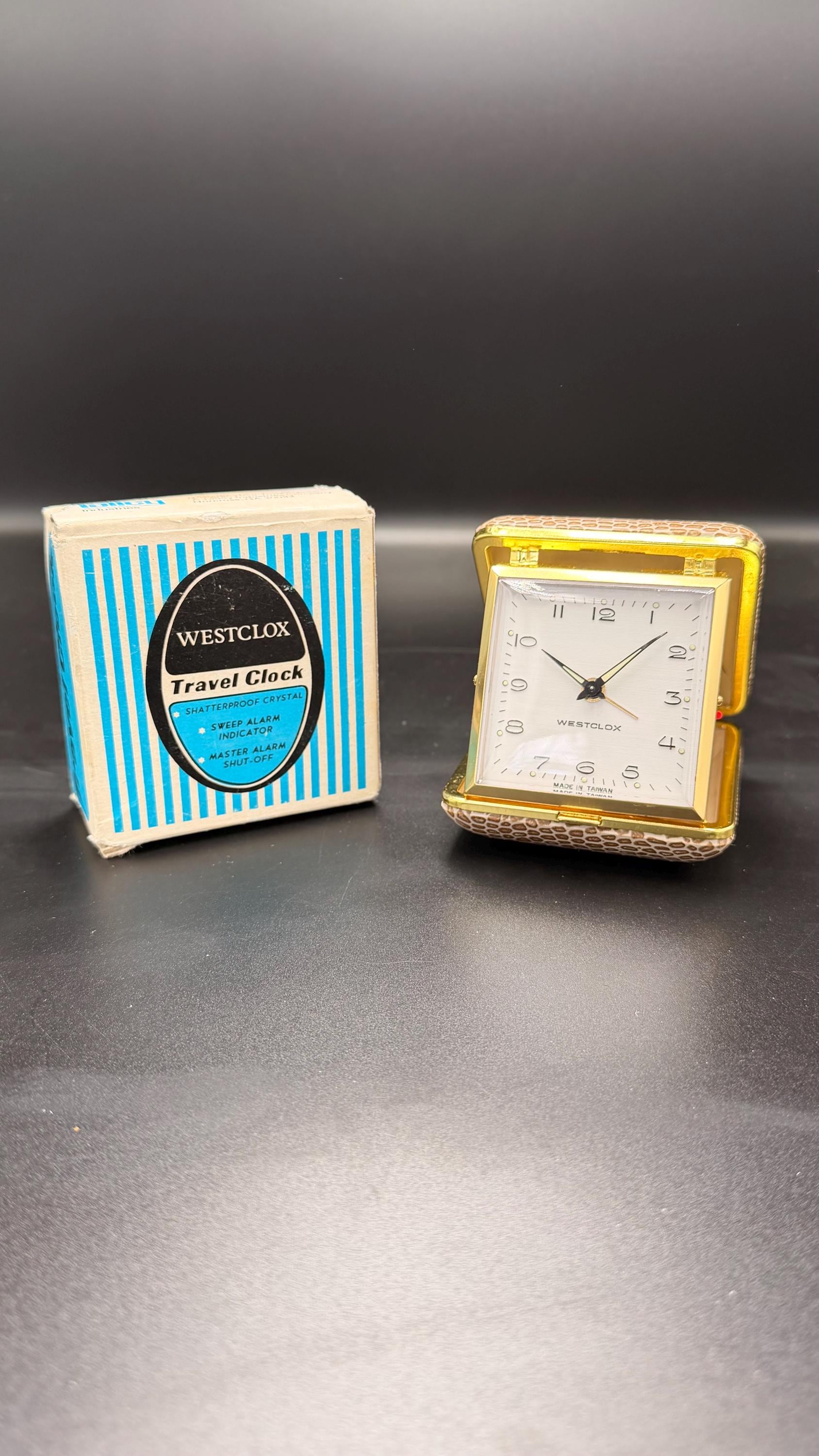 Vintage Westclox Travel Alarm Clock – Folding Case, Mechanical Wind Up (1970s)
