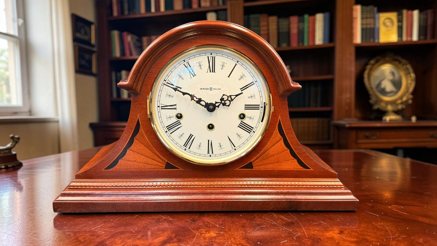 Howard Miller Downing Mantel Clock – Kieninger Triple Chime, Key Wound, Inlaid Wood Case