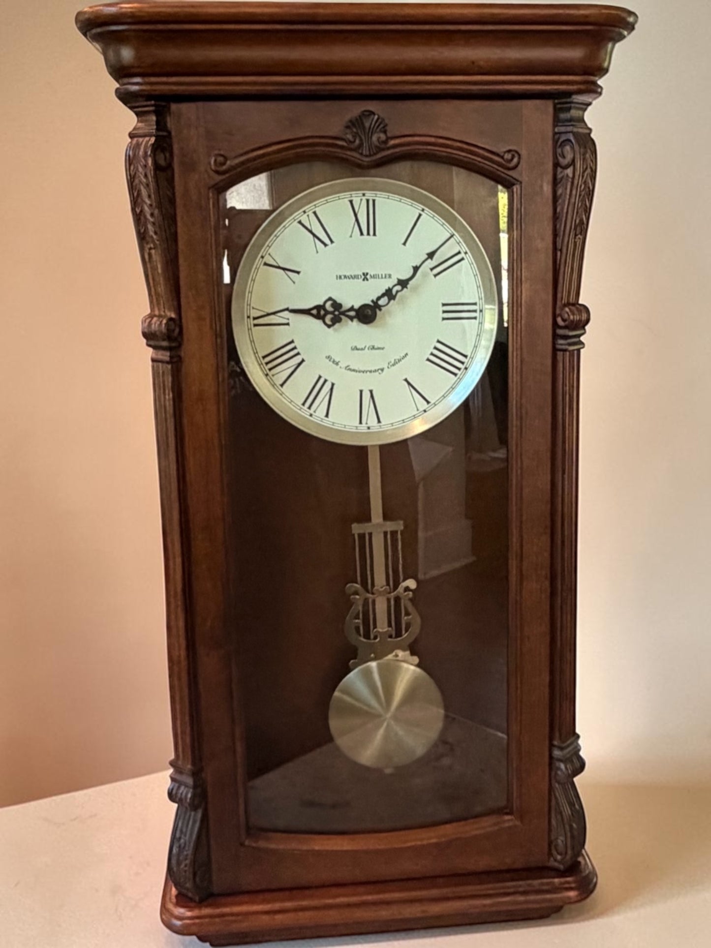 Howard Miller 80th Anniversary Wall Clock – Kieninger Dual Chime Quartz Hampton Cherry Traditional Style