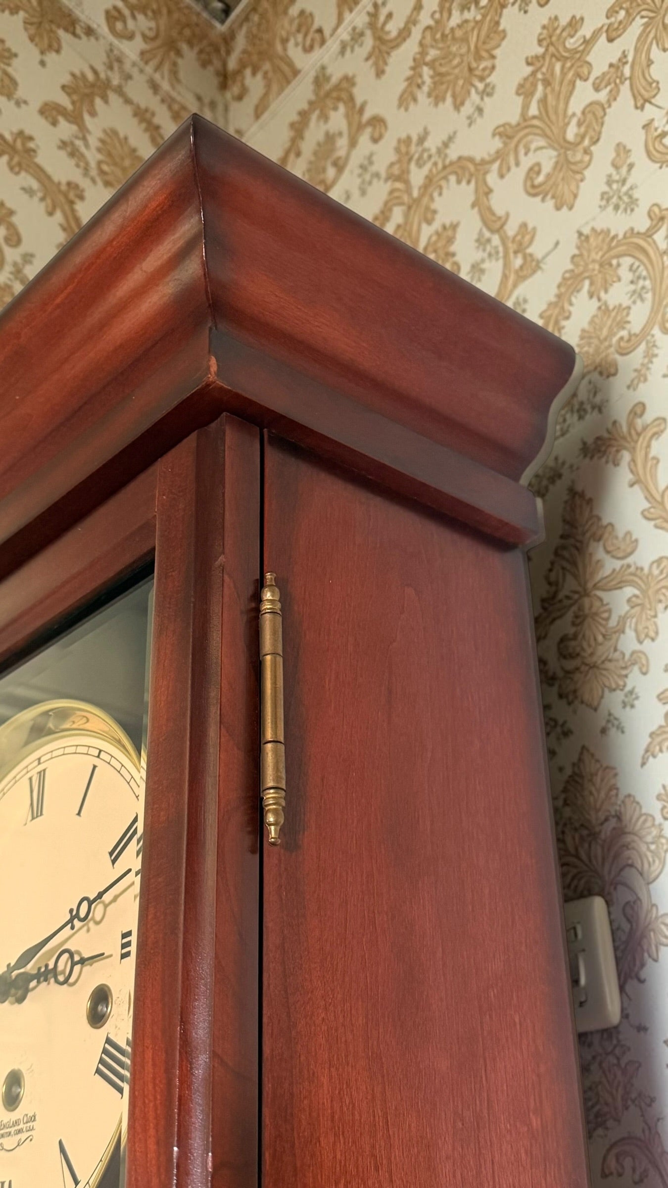New England Clock Westminster Chime Wall Clock – Mechanical Pendulum Regulator Wood Case