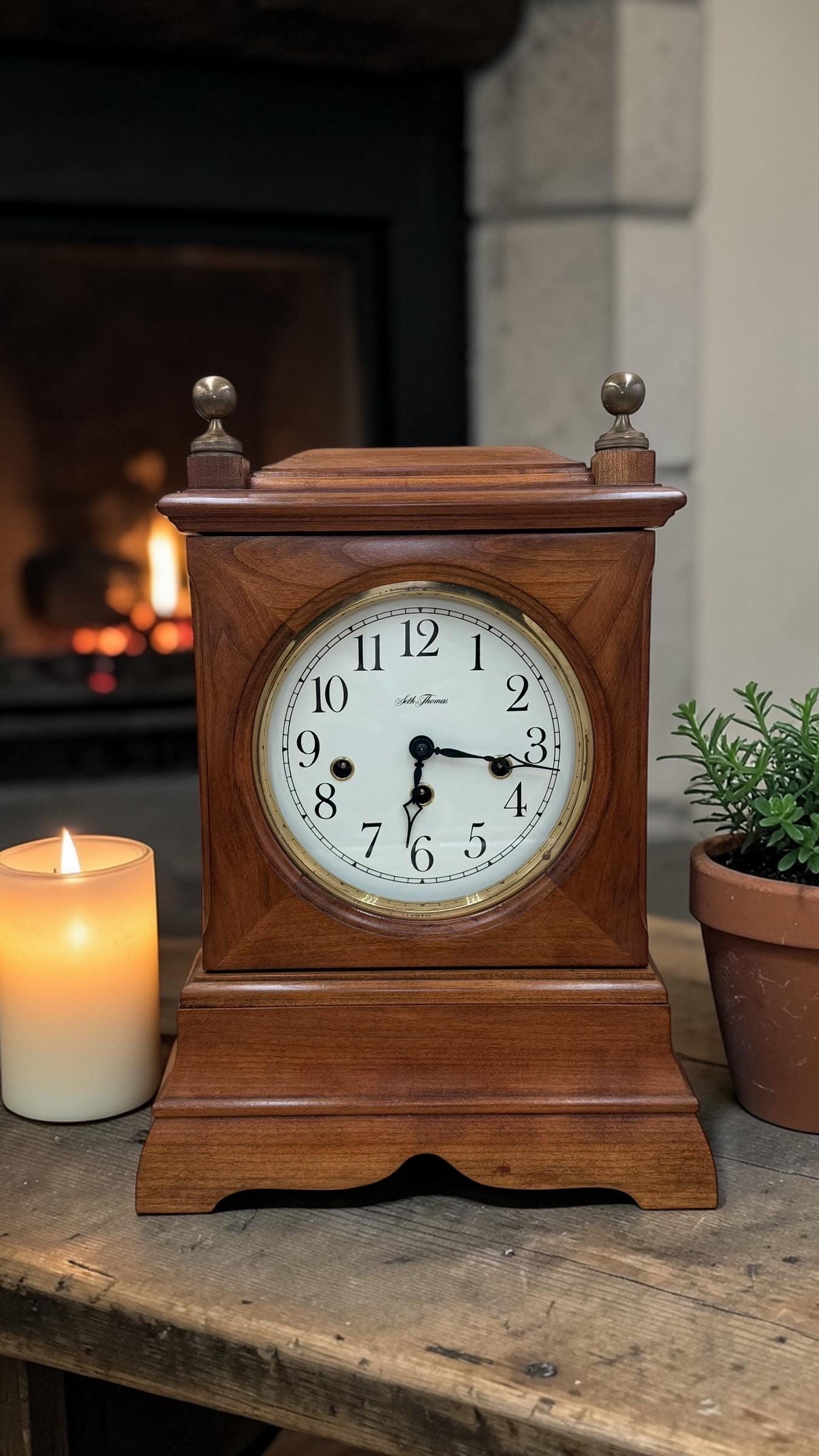 Seth Thomas Westminster Mantel Clock – New Hermle Movement Hardwood Case