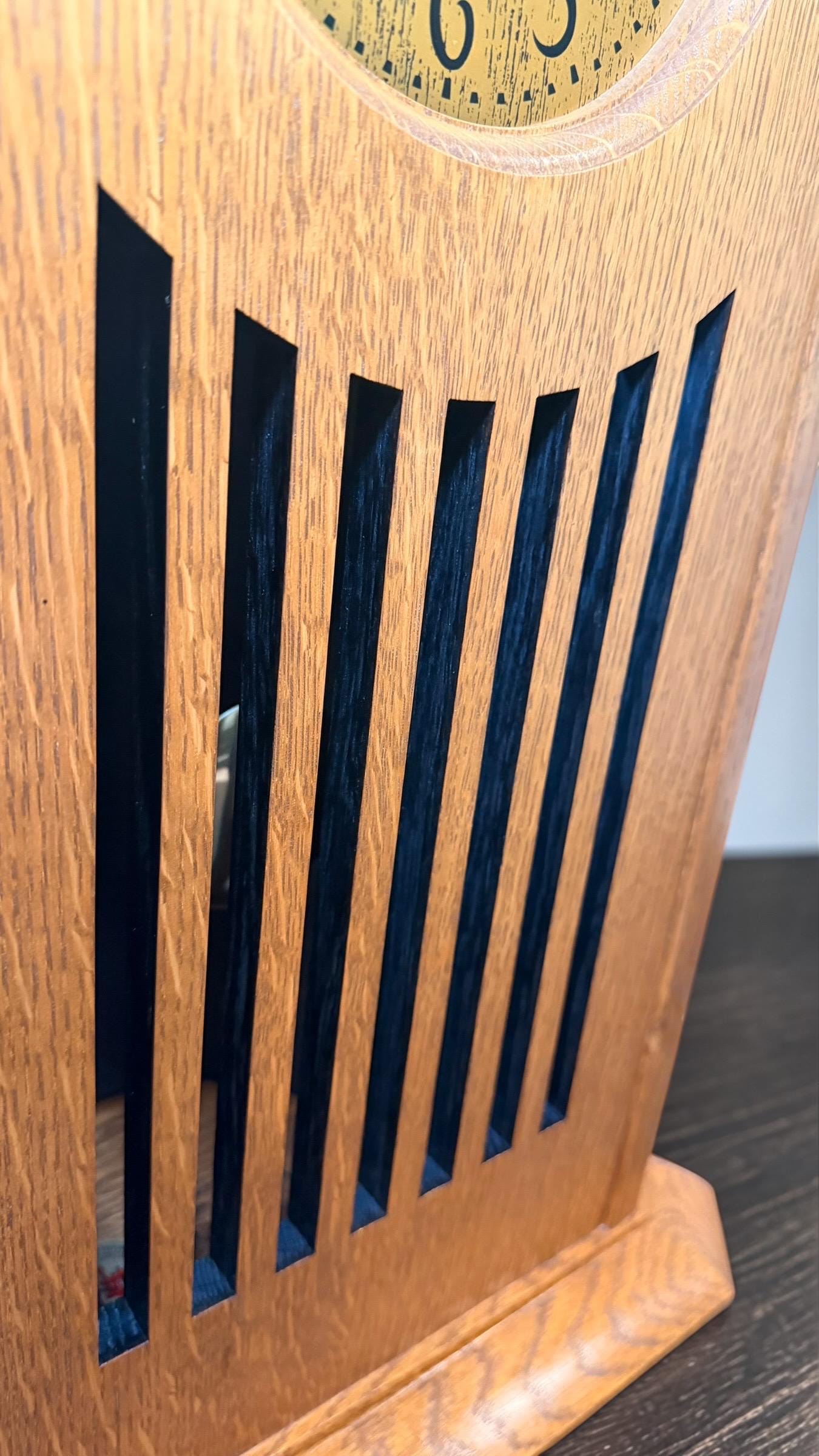Stickley Oak Arts & Crafts Corner Clock – Rare Kieninger Mechanical Movement