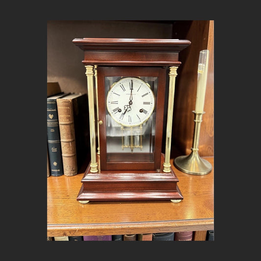 Howard Miller Crystal Regulator Mantel Clock • 1990s Hermle Mechanical Movement