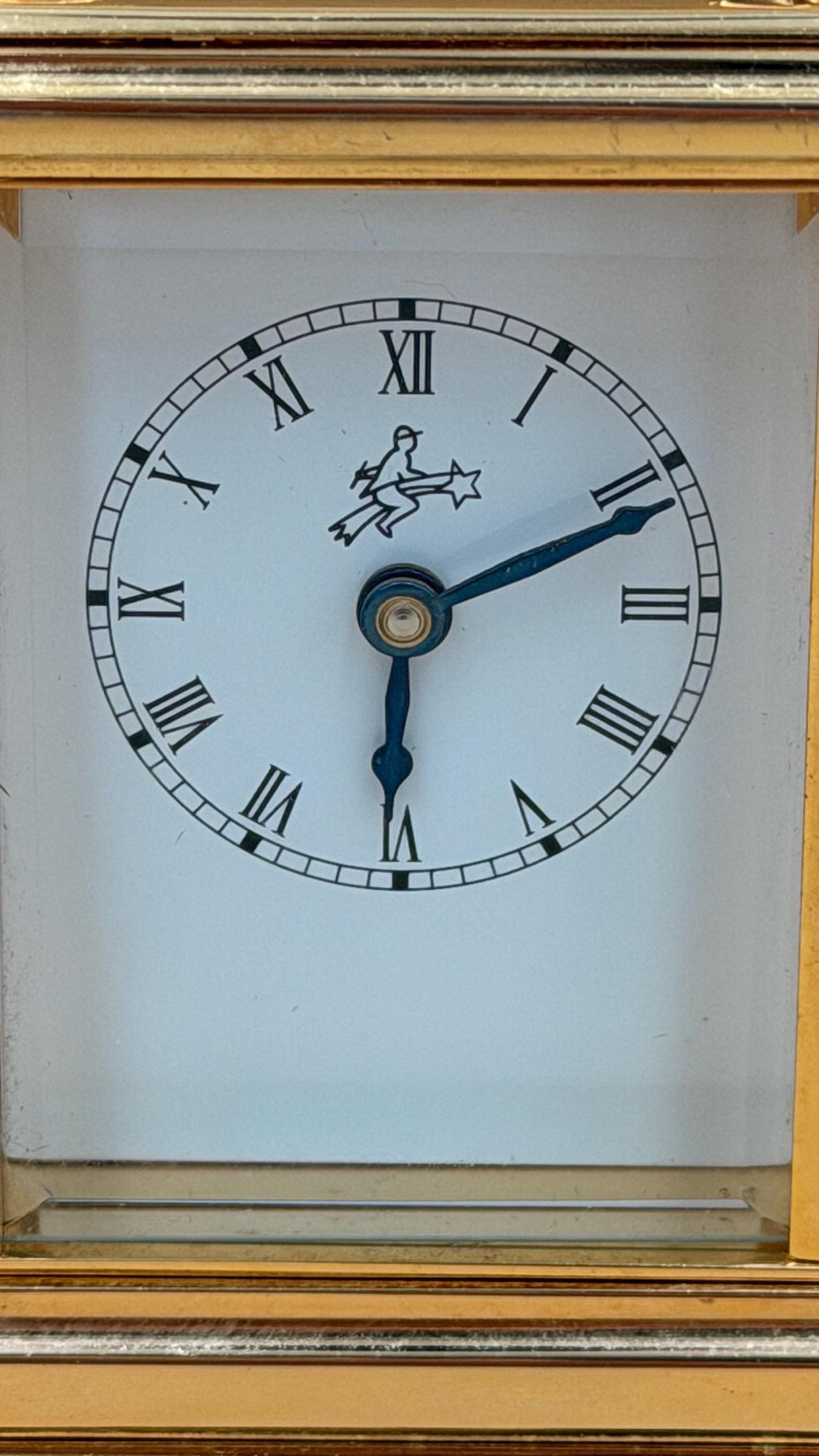 Vintage Sternreiter Brass Carriage Clock – German Mechanical Wind-Up Desk & Mantel Clock – Roman Dial Collectible