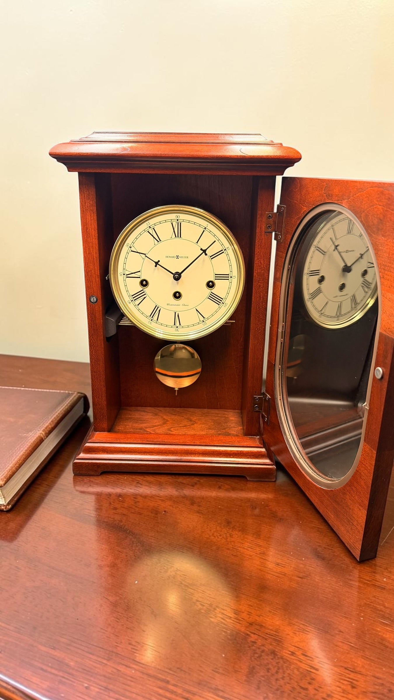 Vintage Howard Miller Westminster Chime Mantel Clock – German Hermle Mechanical Pendulum Movement