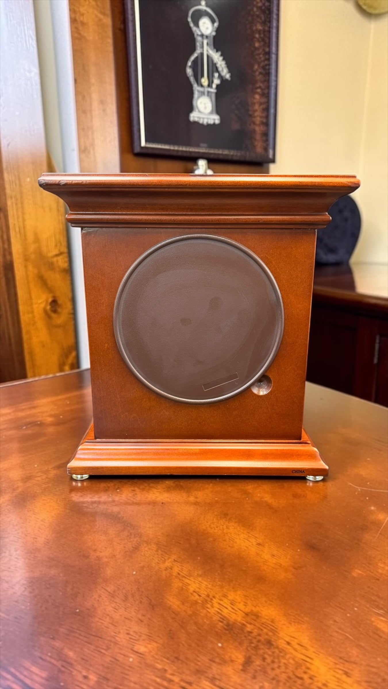 Howard Miller Andover 635-171 Quartz Mantel Clock – Cherry Bordeaux Burlwood Desk Shelf Clock
