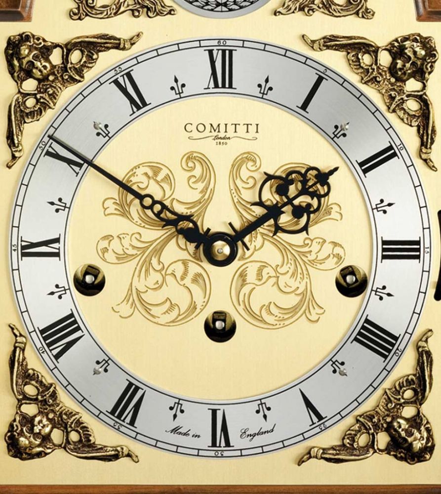 Comitti The Georgian Break-Arch Mantel Clock – Burr Walnut – product view 7