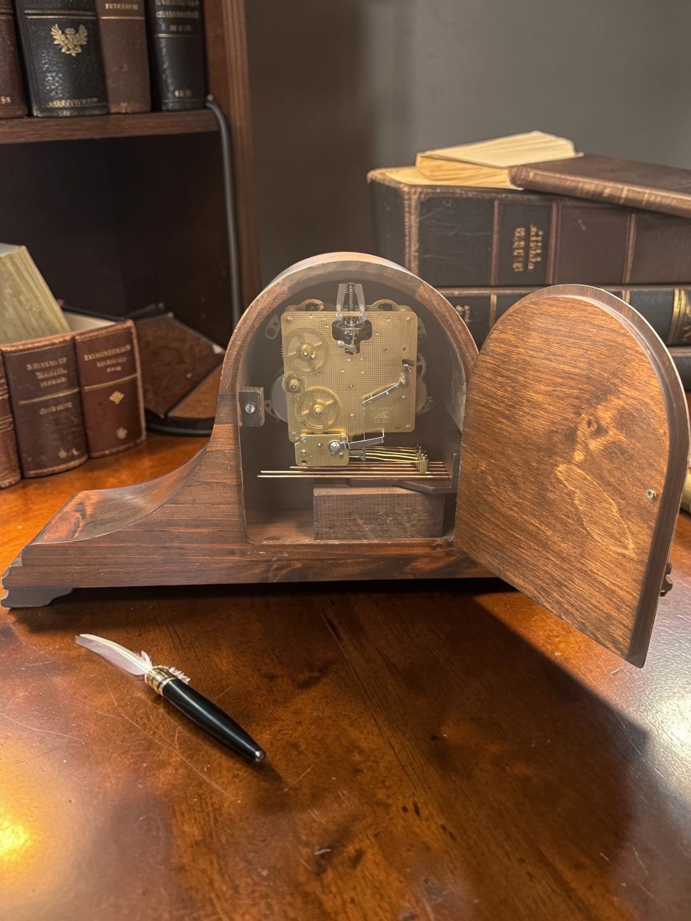 New England Clock Tambour Mantel Clock – Hermle Westminster Chime Movement
