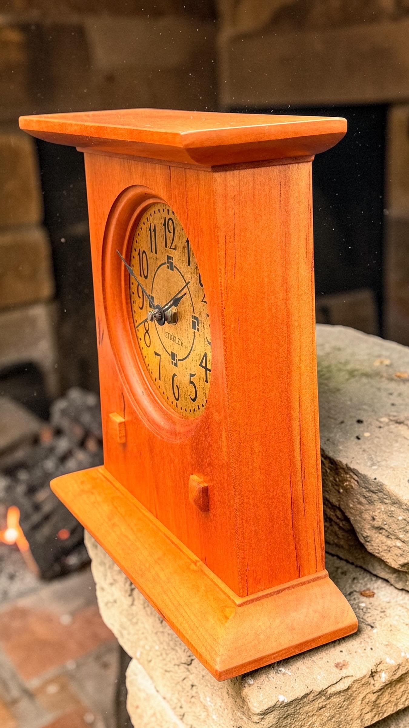 Stickley Mission Oak Mantel Clock – Arts & Crafts Style – Quartz Movement