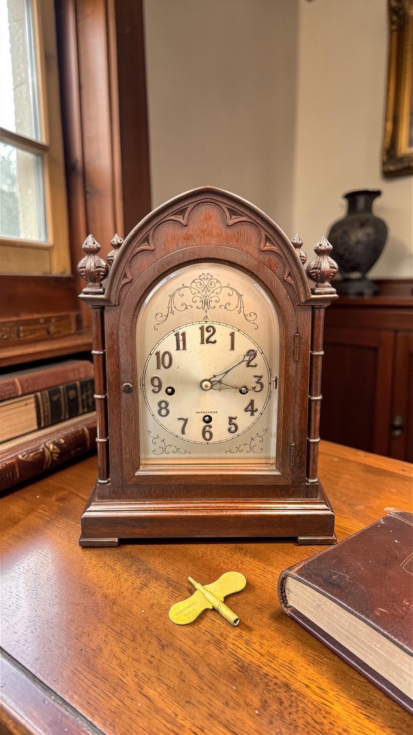 Antique Herschede Westminster Chime Mantel Clock Working Cincinnati USA