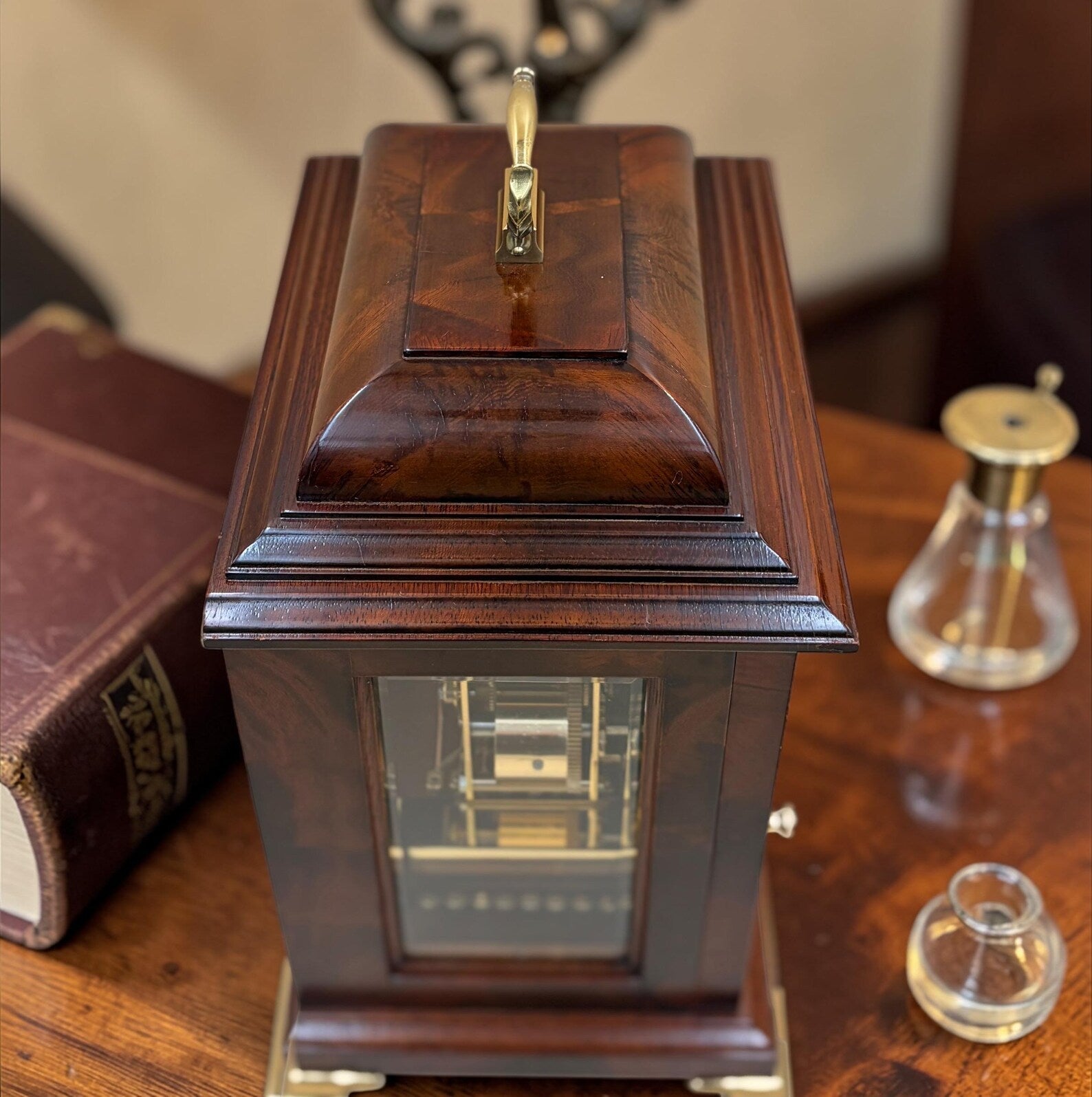 Comitti of London Triple Chime Bracket Clock – Mahogany 8-Day English Clock