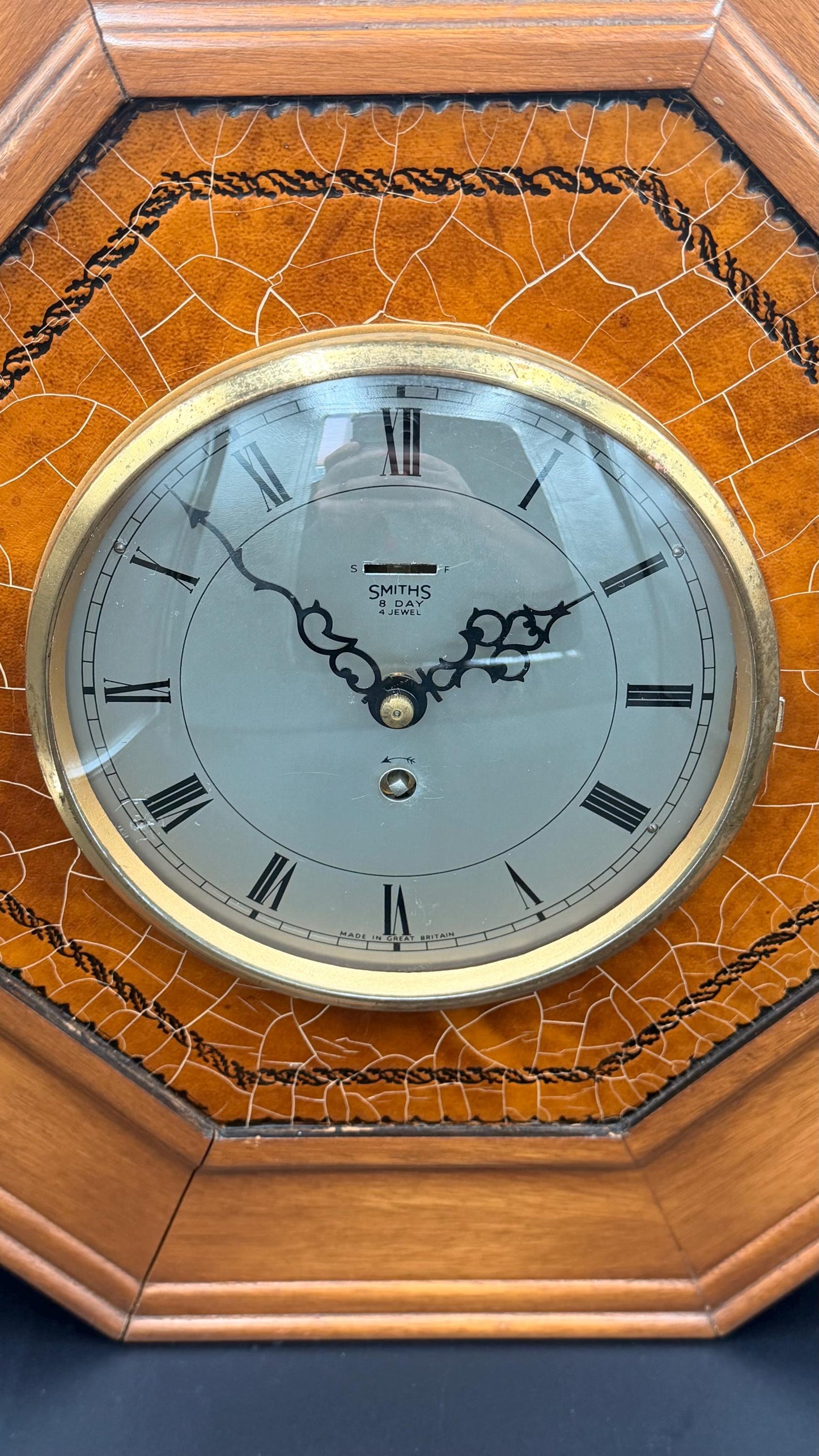 1955 Smiths Wall Clock – Mid-Century Octagonal Case, Mechanical 8-Day Movement
