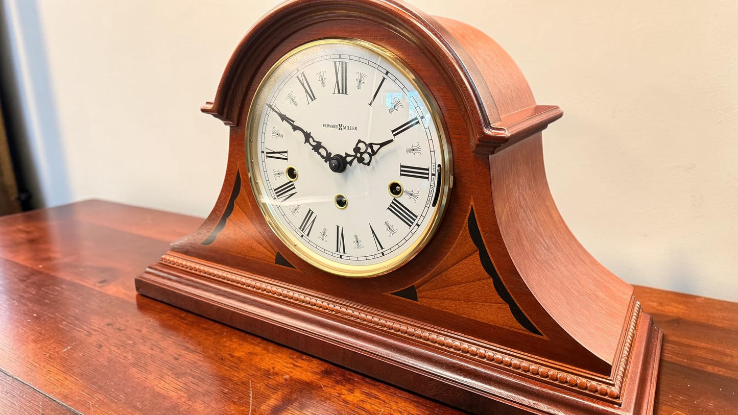 Howard Miller Downing Mantel Clock – Kieninger Triple Chime, Key Wound, Inlaid Wood Case
