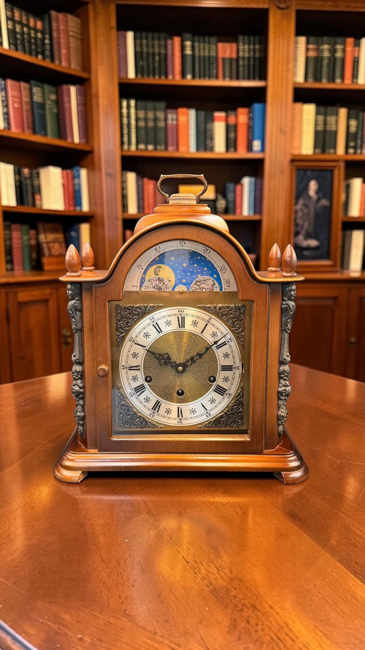 Urgos German Mechanical Mantel Clock – Moon Phase Westminster Chime Bracket Style