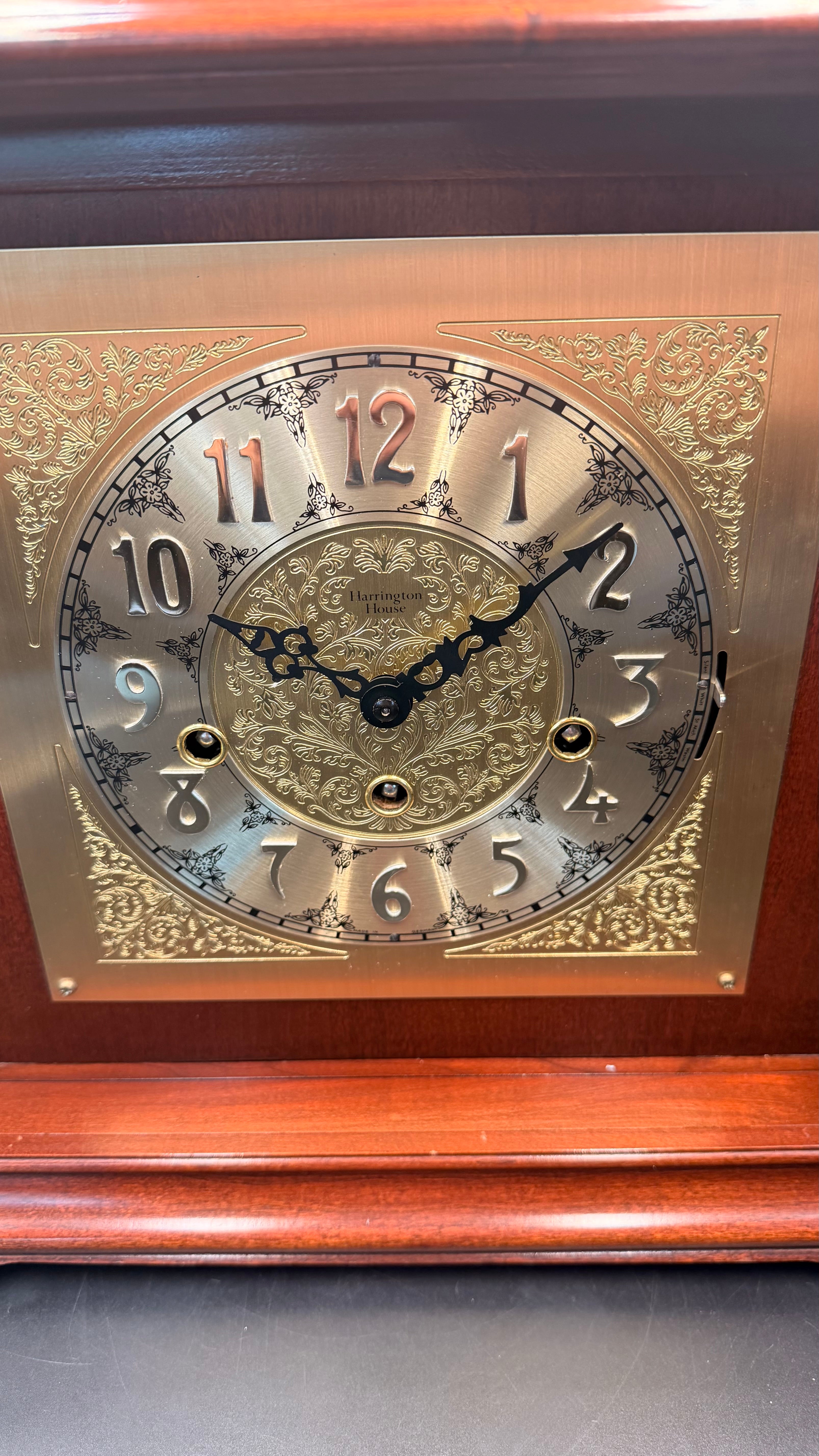 Harrington House Triple Chime Bracket Clock Franz Hermle 1051-020 Mechanical Movement Beveled Glass Germany