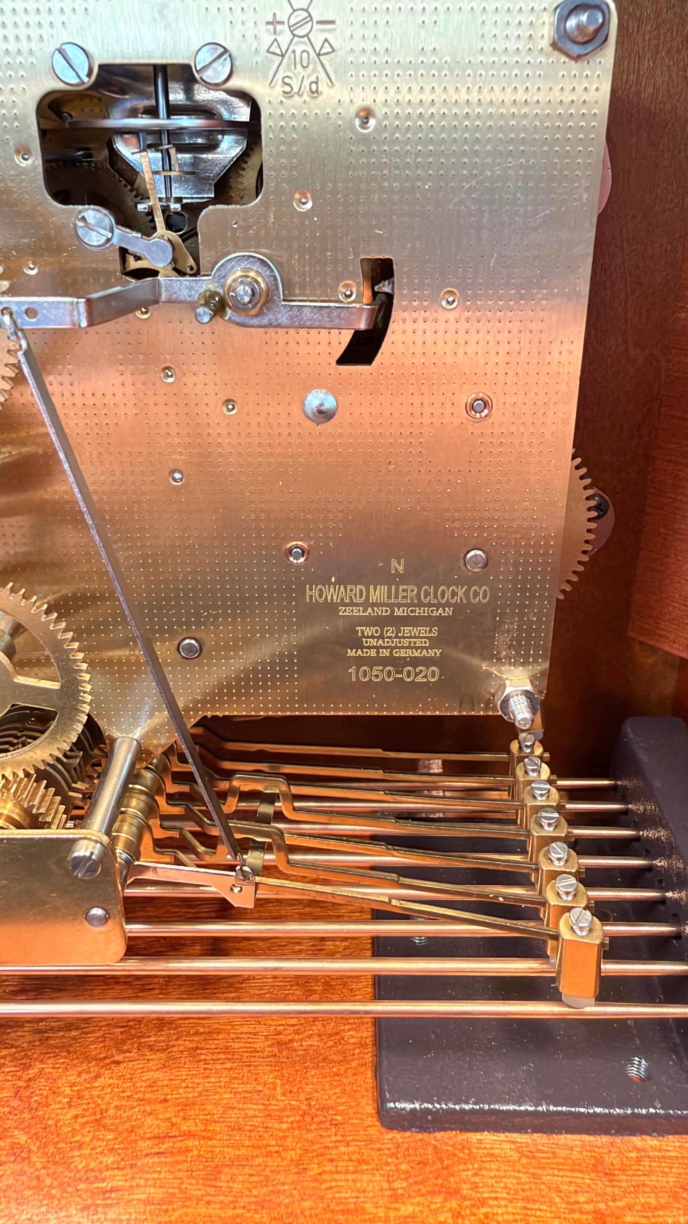 Howard Miller Mahogany Mantel Clock – Hermle Triple Chime Movement