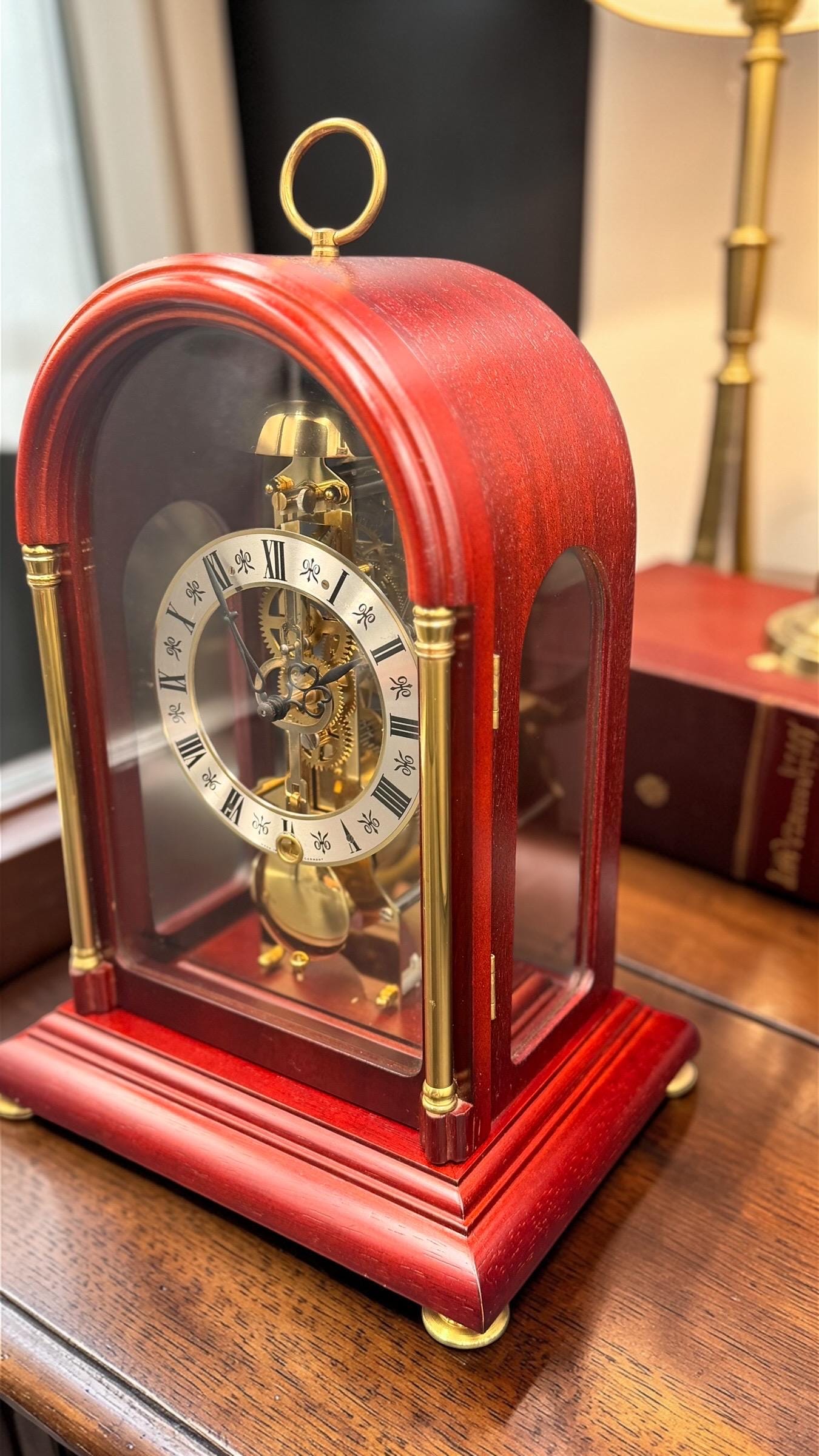 Seth Thomas Skeleton Clock – Hermle Movement, Mahogany Case