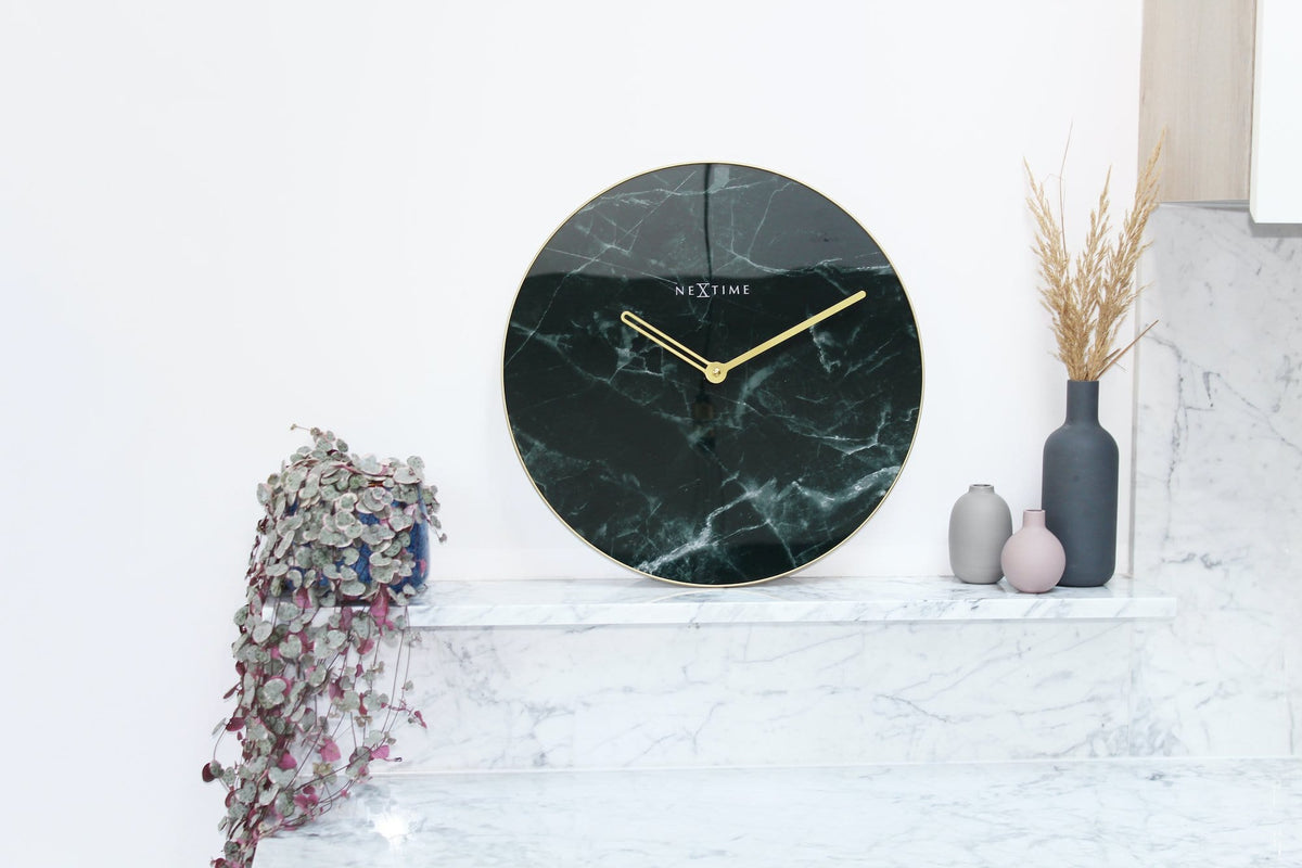 Marble Wall Clock - Luxury Decor -  Silent Movement - 15.7 inches -  (NeXtime 8189)