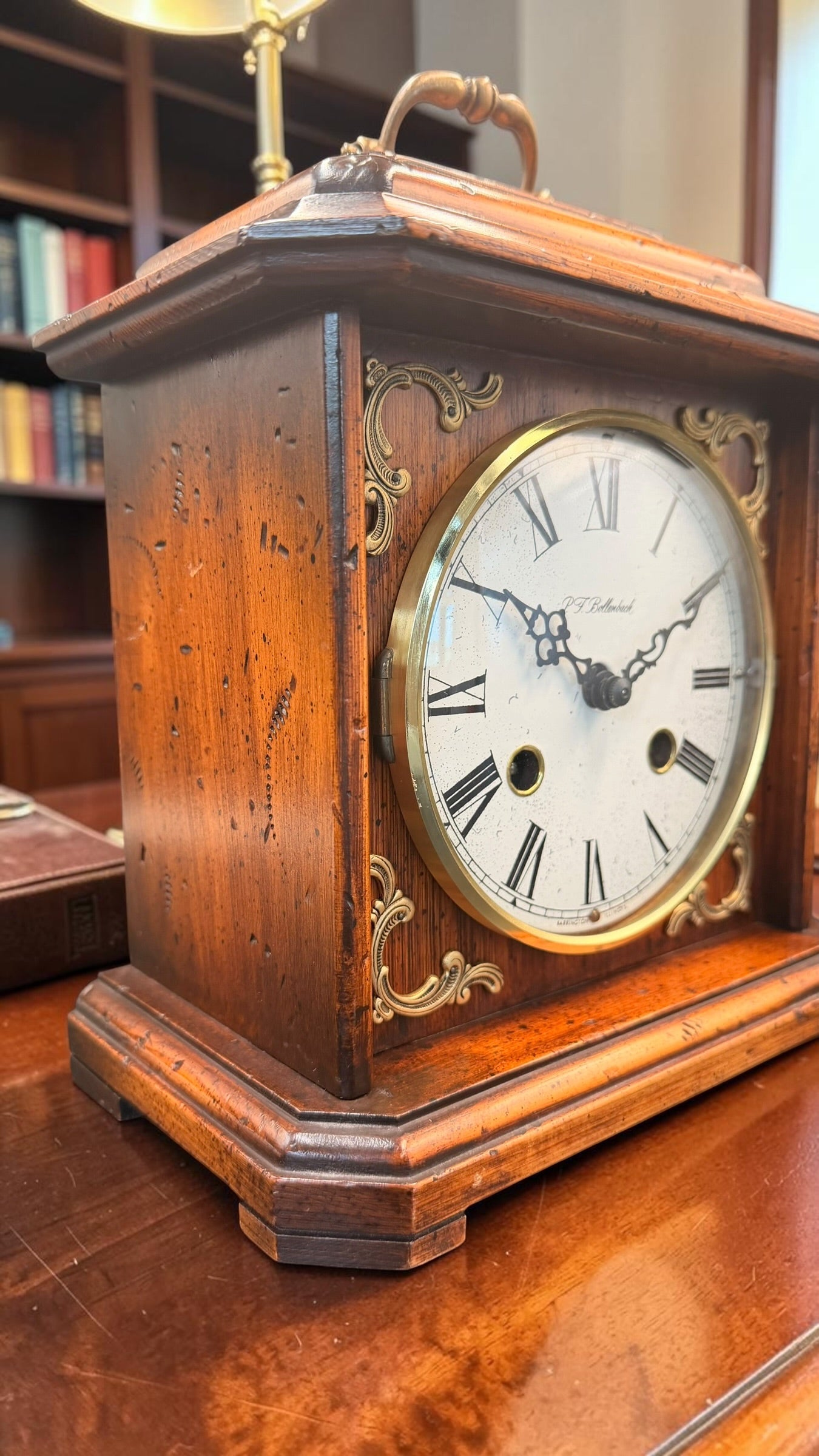 Antique P.F. Bollenbach Mantel Clock – Mechanical Wind Up Clock