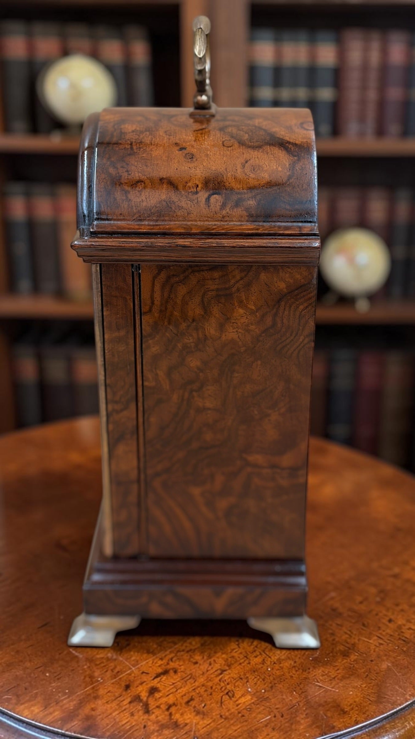 Vintage Elliott of London Burr Walnut Bracket Clock – English 8-Day Time-Only Mechanical Mantel Clock – Freshly Serviced