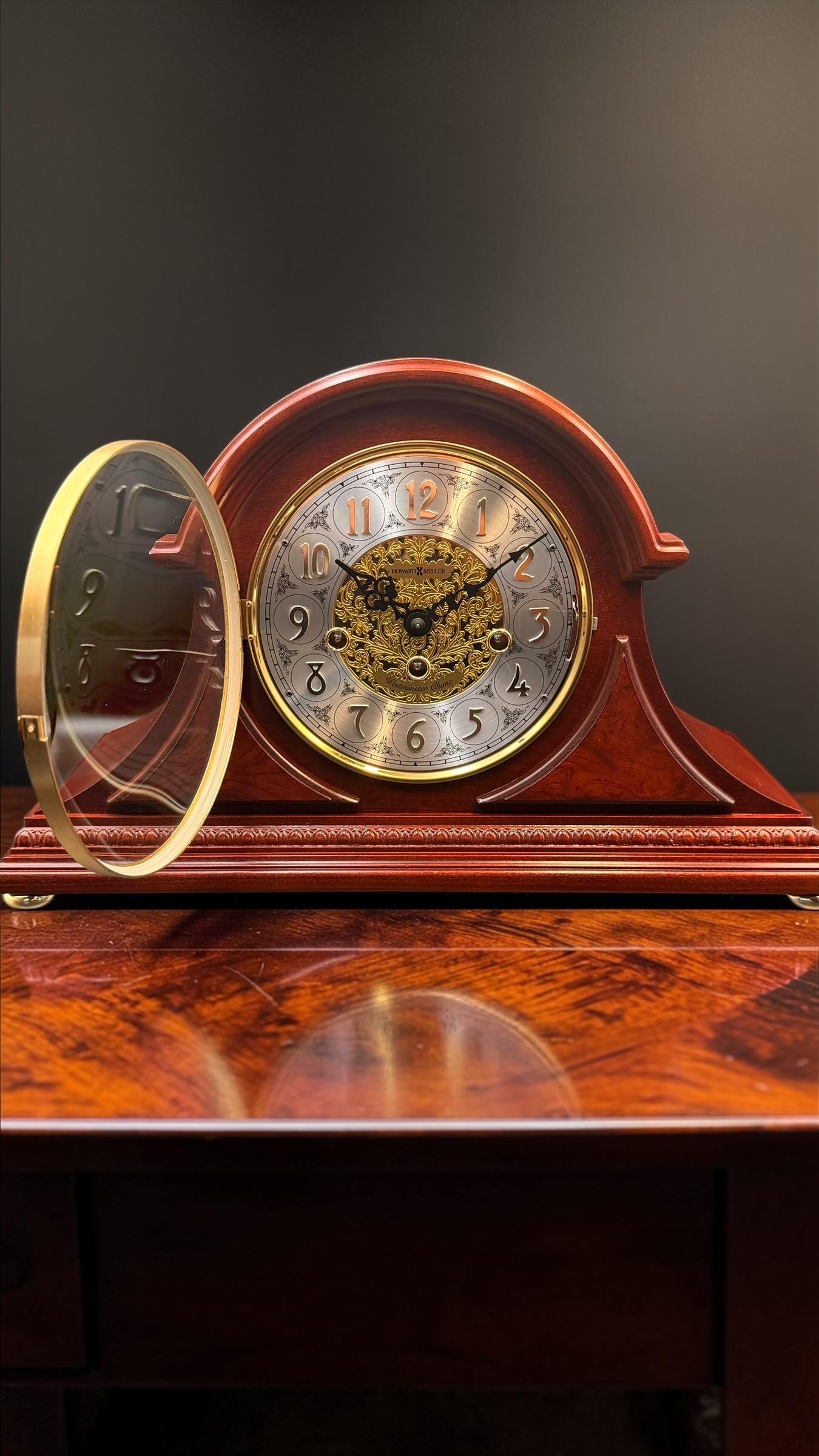Howard Miller Barrett Mantel Clock – Cherry Tambour Case, Kieninger Westminster Chime
