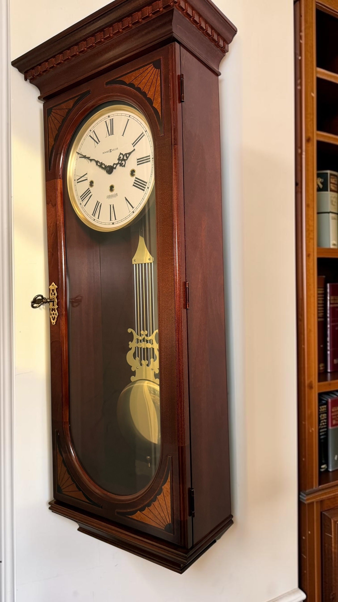 Howard Miller Lewis Triple Chime Wall Clock | Hermle Mechanical Movement | Ambassador Collection | Like New