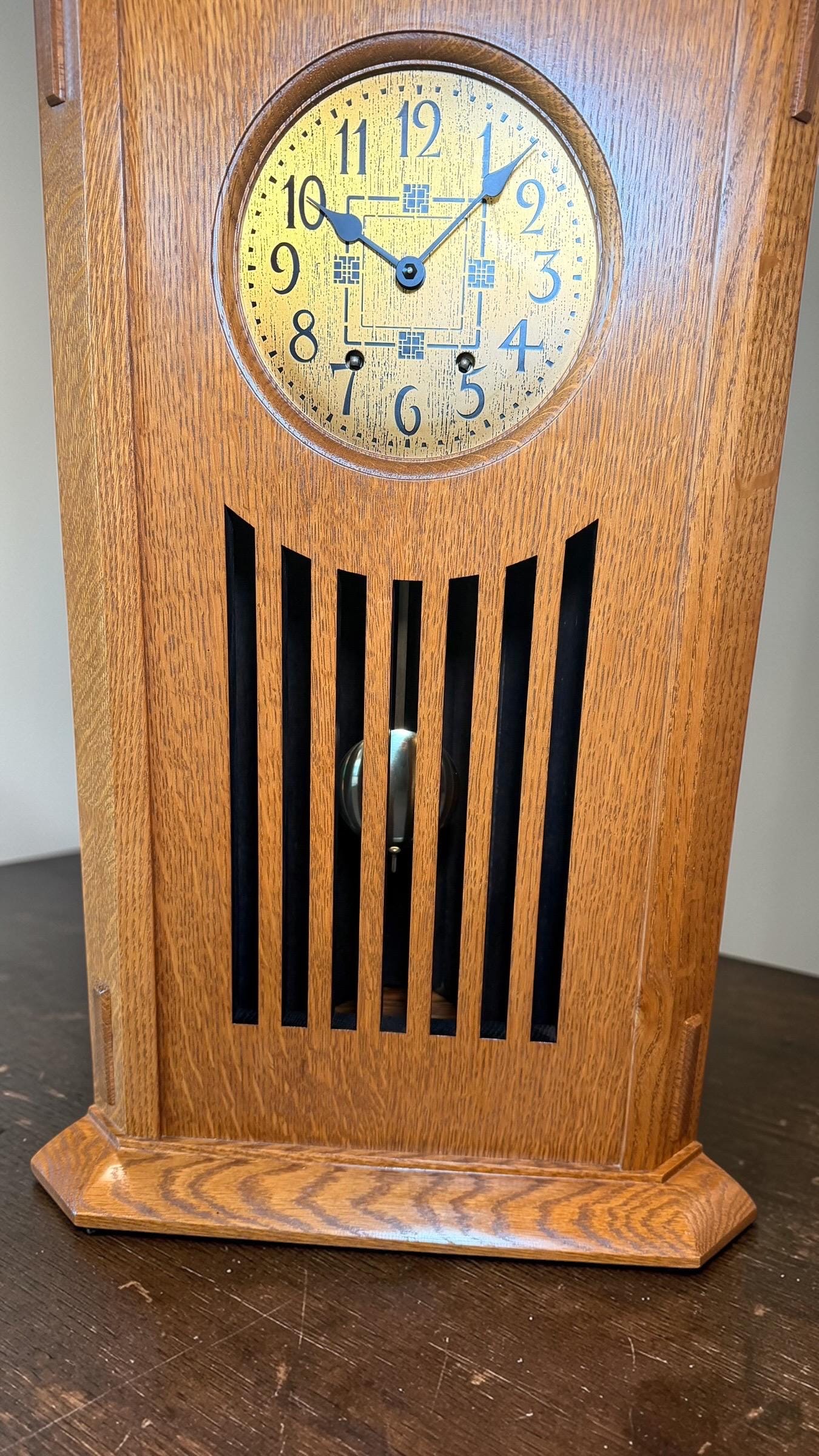 Stickley Oak Arts & Crafts Corner Clock – Rare Kieninger Mechanical Movement