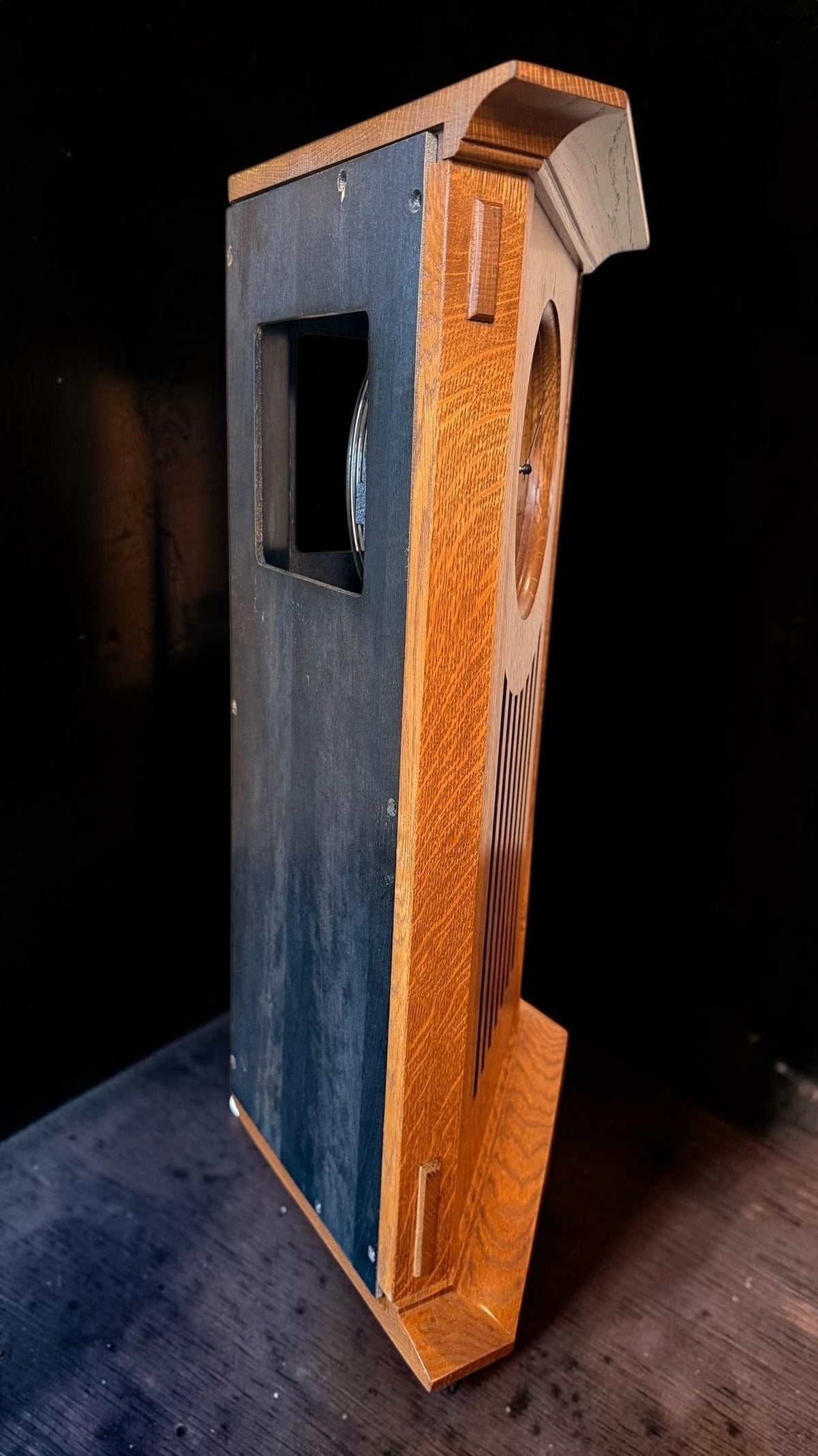 Stickley Oak Arts & Crafts Corner Clock – detail view 6