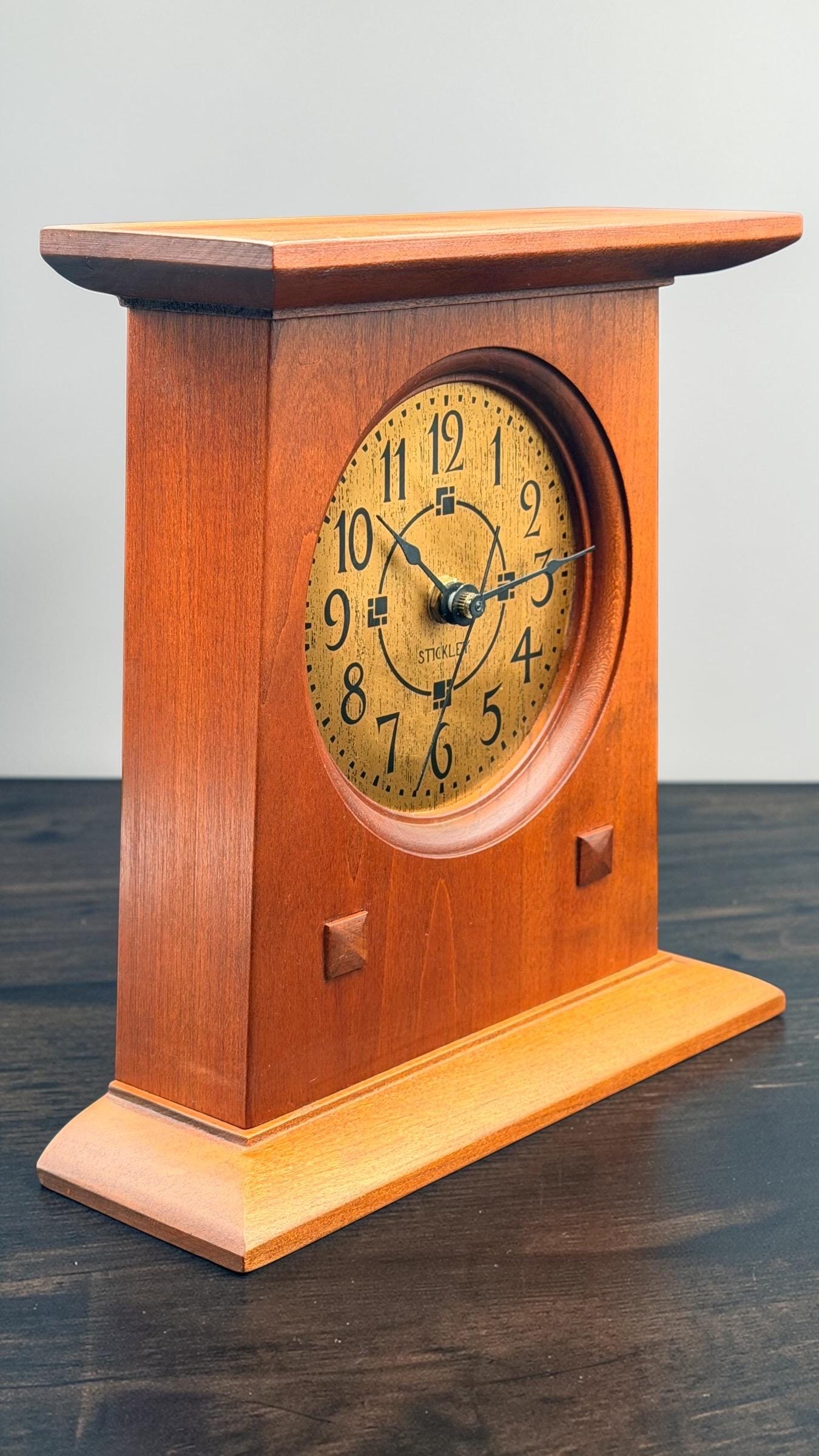 Stickley Mission Oak Mantel Clock – Arts & Crafts Style – Quartz Movement