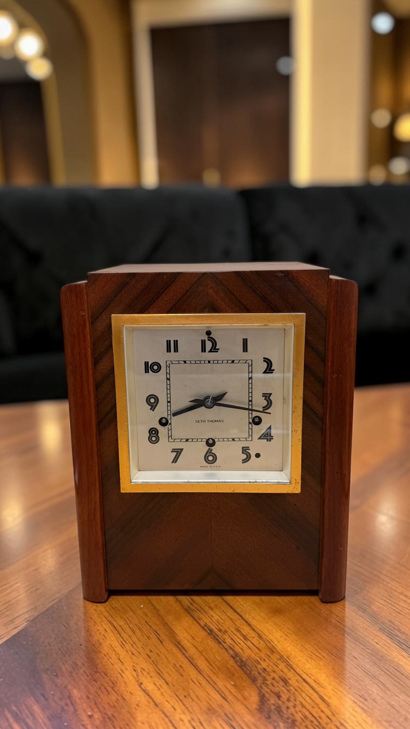 Vintage Seth Thomas “Chime 57” Mantel Clock – Art Deco Chevron Case - Needs Service