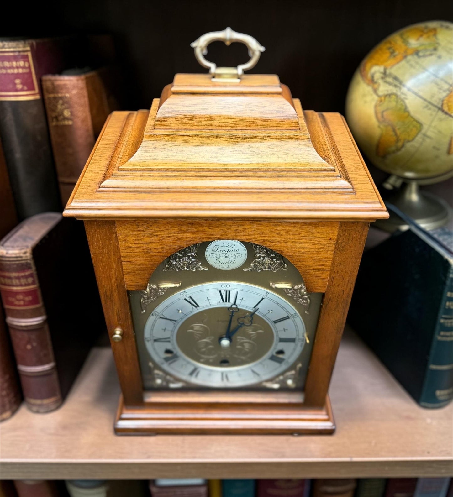 English Elliott Dual-Chime Mantel Clock – Westminster & Whittington – Auto Night Shutoff – Made in England