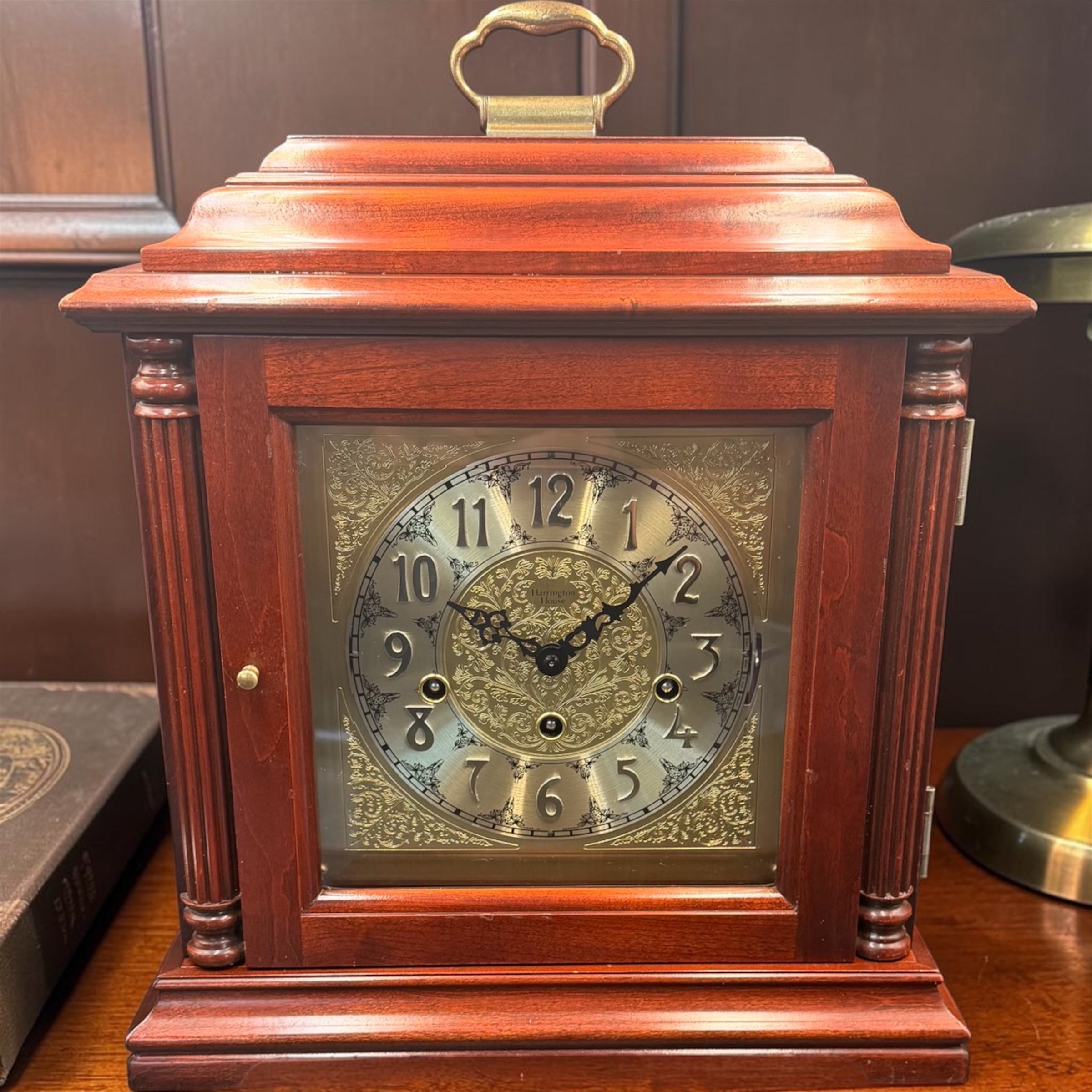 Harrington House Triple Chime Bracket Clock Franz Hermle 1051-020 Mechanical Movement Beveled Glass Germany