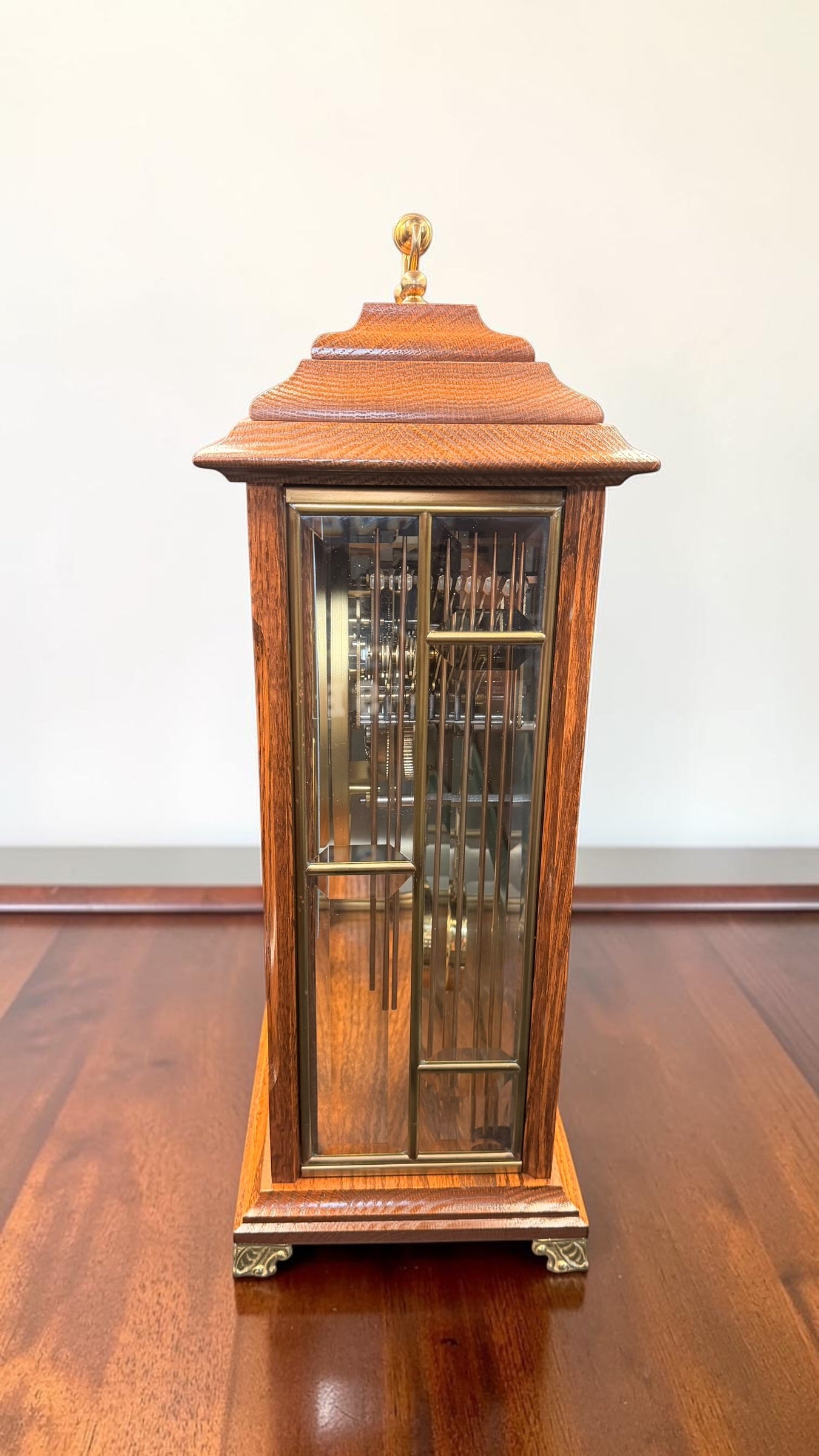 Ansonia Gold Medallion 370 Triple Chime Mantel Clock, Beveled Glass Mechanical Bracket Clock