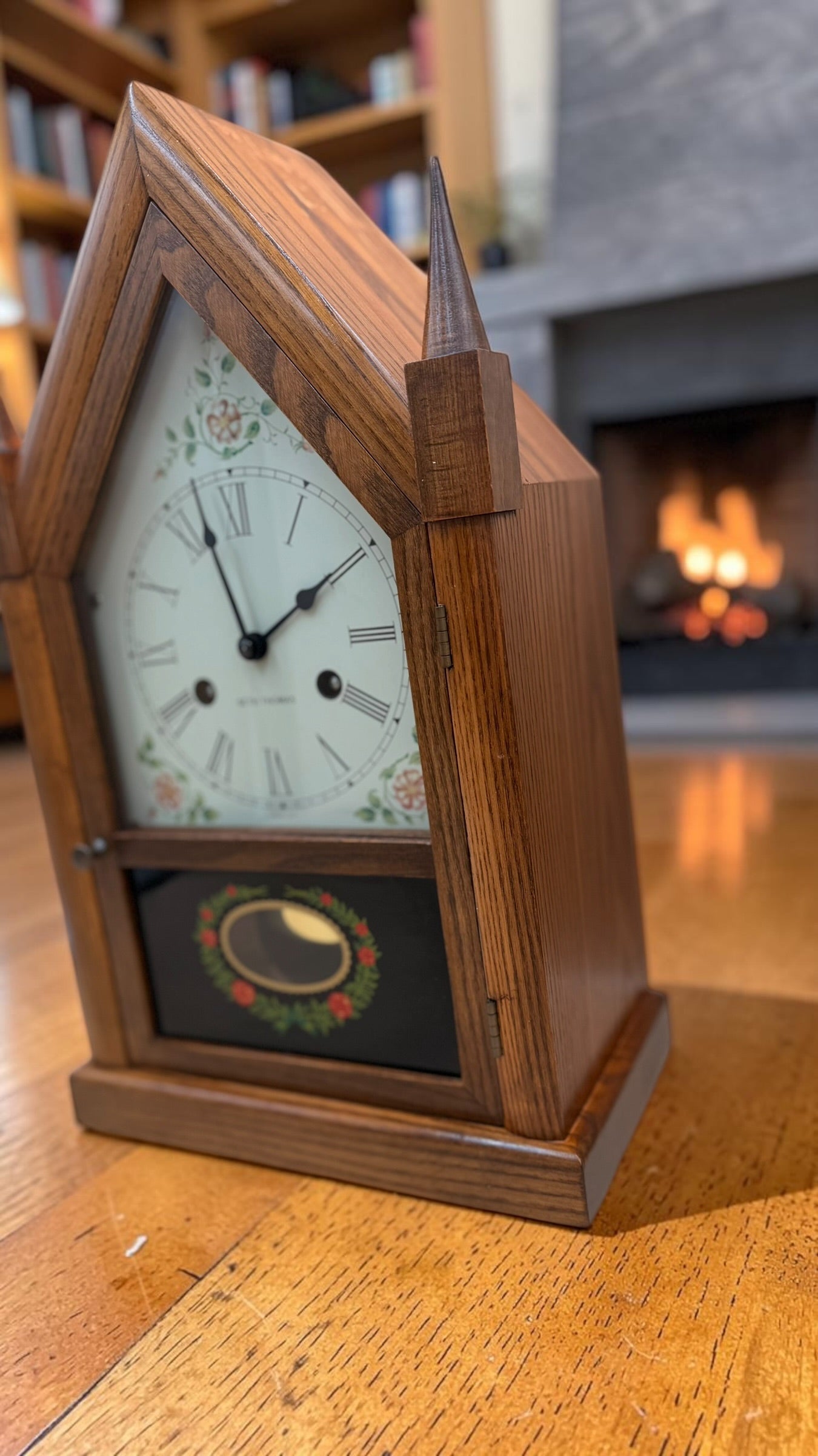 Vintage Seth Thomas Oak Mantel Clock – Gothic Style, Hour Strike