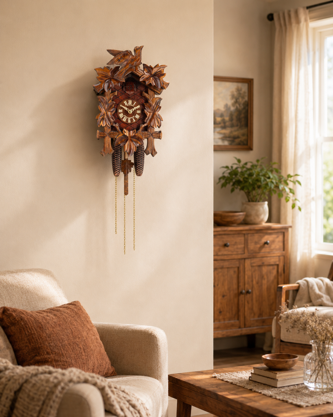 Anton Schneider 8T 90/9 Avis Vinea cuckoo clock, room setting