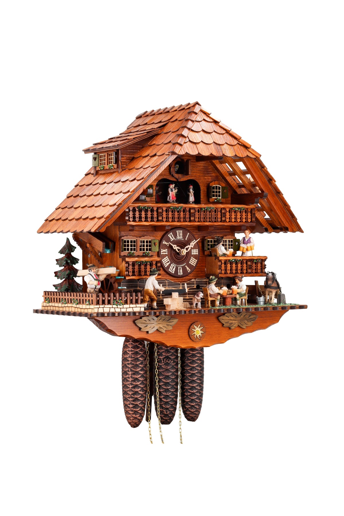 Anton Schneider 8TMT 1019/9 Roofer's Clock cuckoo clock, side view