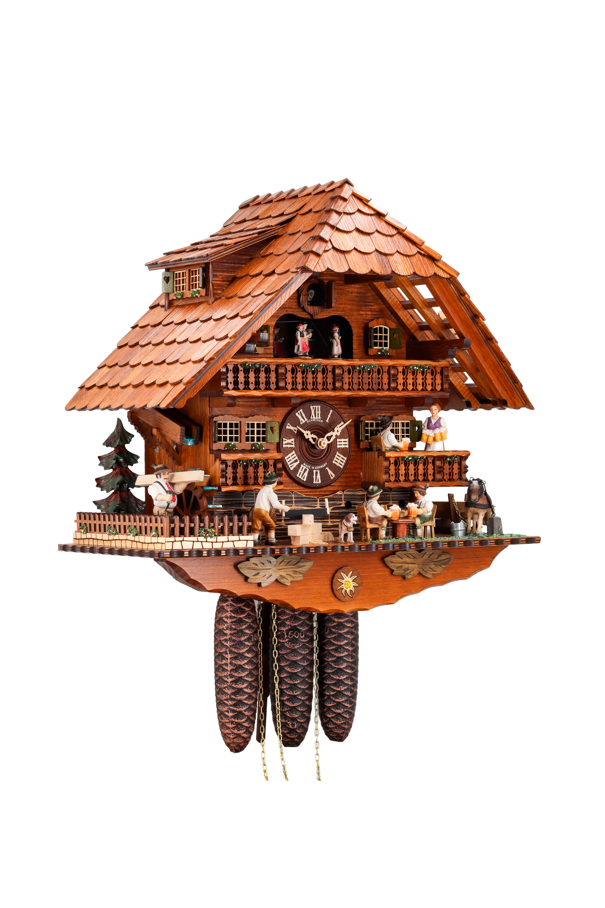 Anton Schneider 8TMT 1019/9 Roofer's Clock cuckoo clock, side view