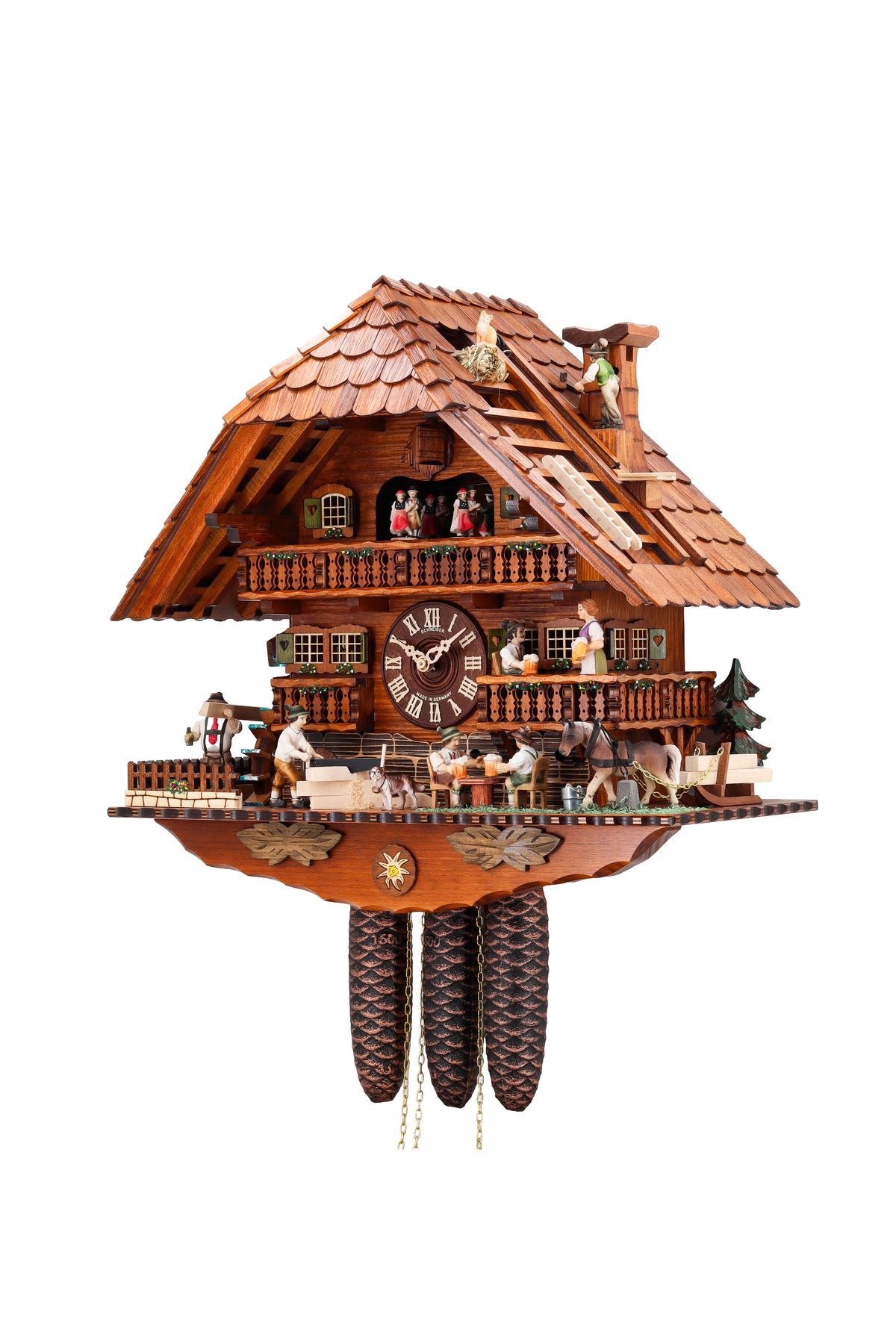 Anton Schneider 8TMT 1019/9 Roofer's Clock cuckoo clock, side view