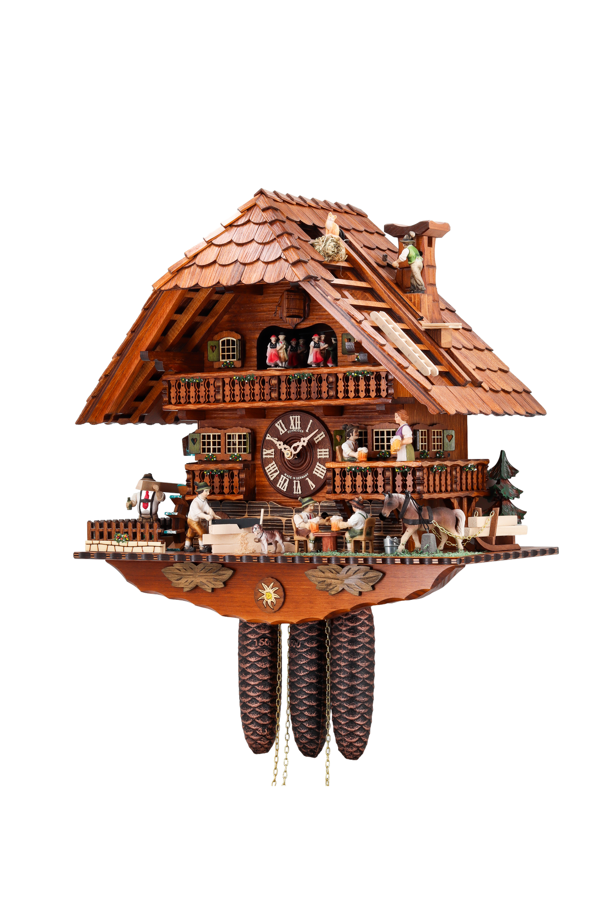 Anton Schneider 8TMT 1019/9 Roofer's Clock cuckoo clock, side view
