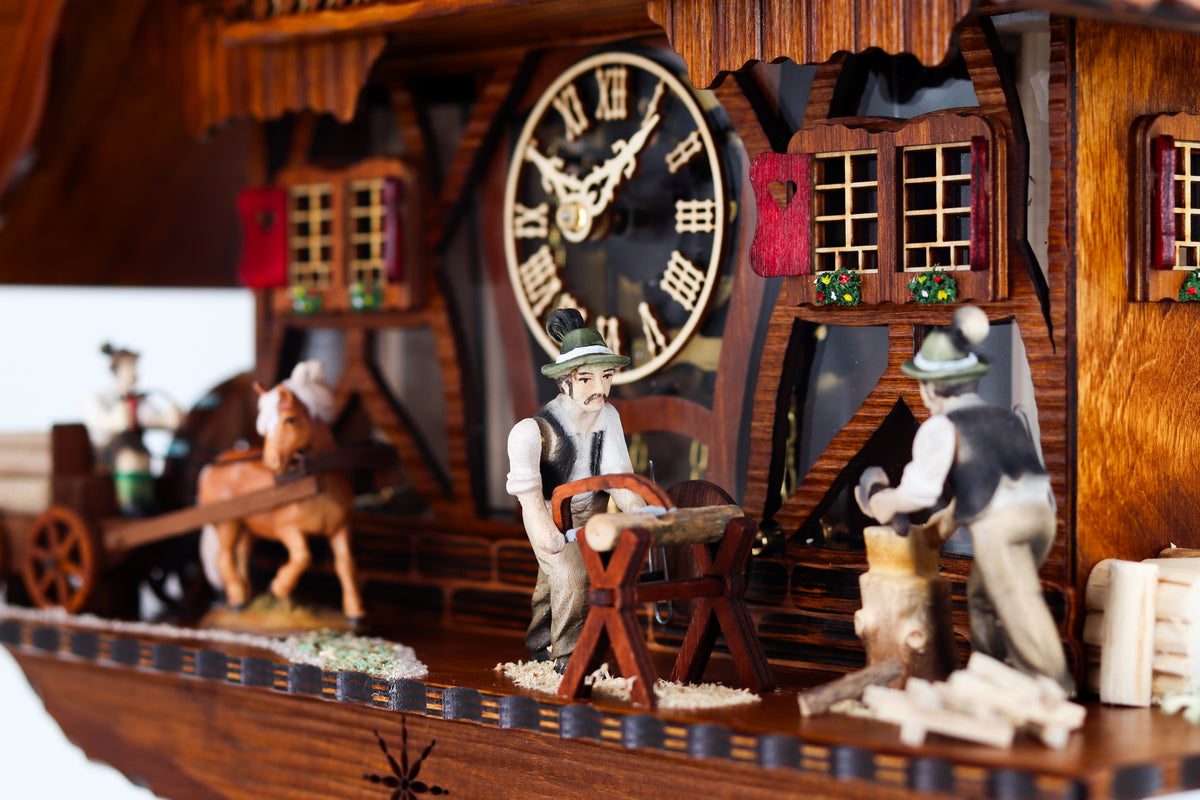 Anton Schneider 8TMT 1595/9 Sawmill cuckoo clock, detail view