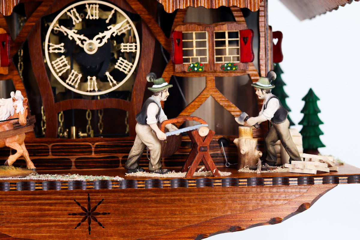 Anton Schneider 8TMT 1595/9 Sawmill cuckoo clock, detail view