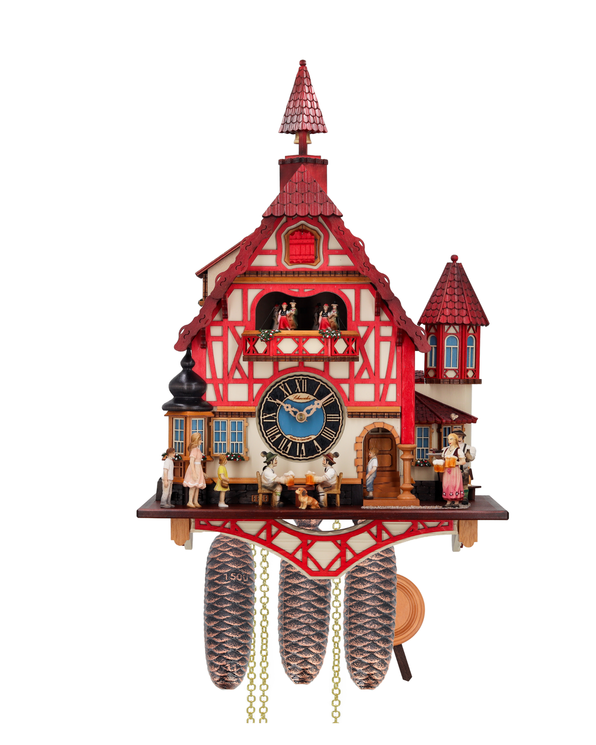 Anton Schneider 8TMT 1222/9 Town Hall Allmannsdorf cuckoo clock, front view