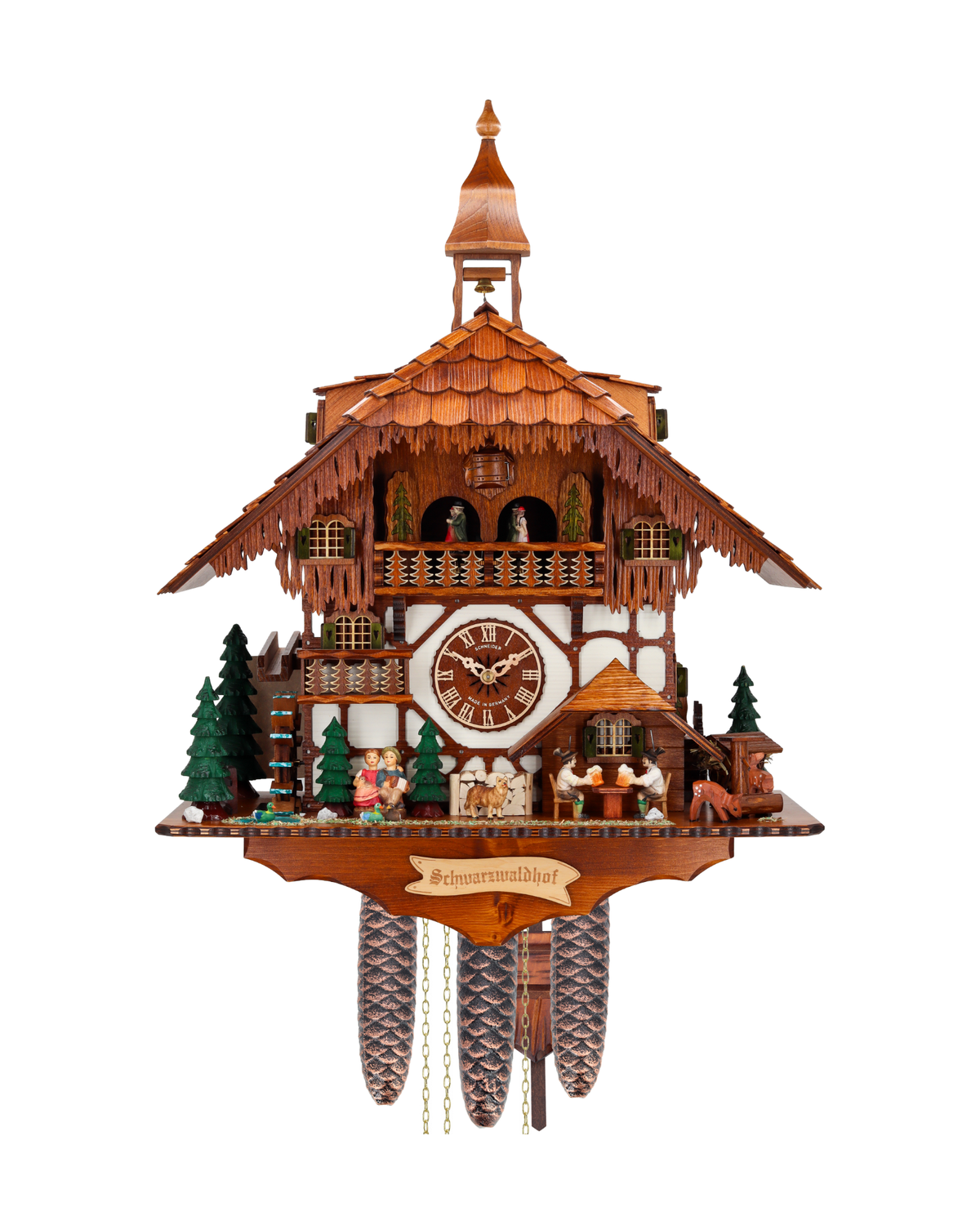 Anton Schneider 8TMT 1565/9 Black Forest Farm cuckoo clock, front view