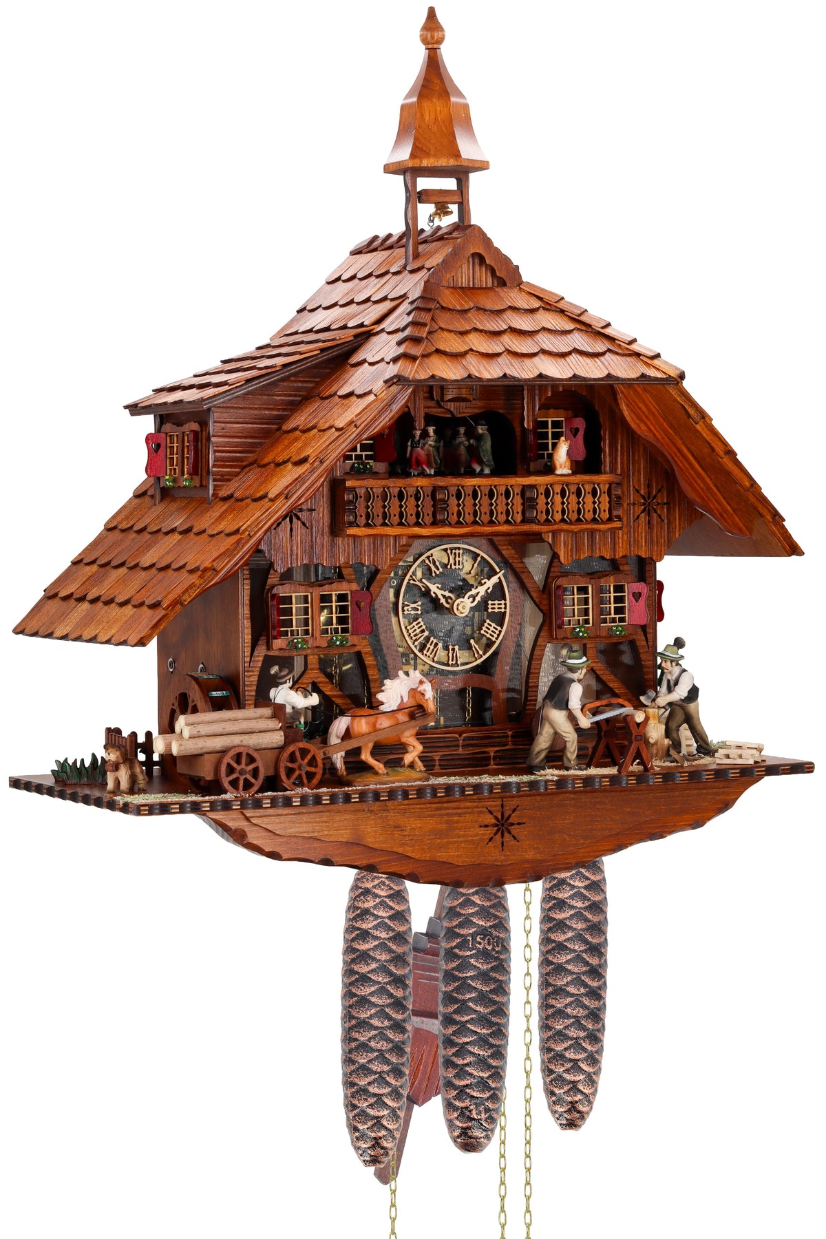 Anton Schneider 8TMT 1595/9 Sawmill cuckoo clock, side view