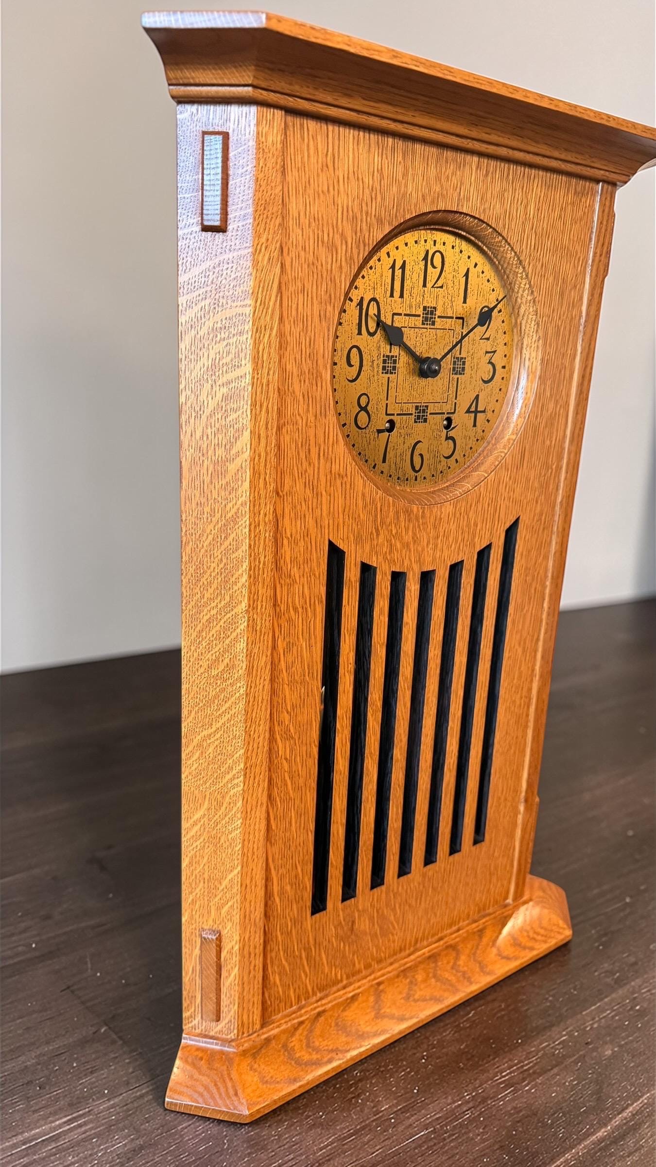 Stickley Oak Arts & Crafts Corner Clock – Rare Kieninger Mechanical Movement