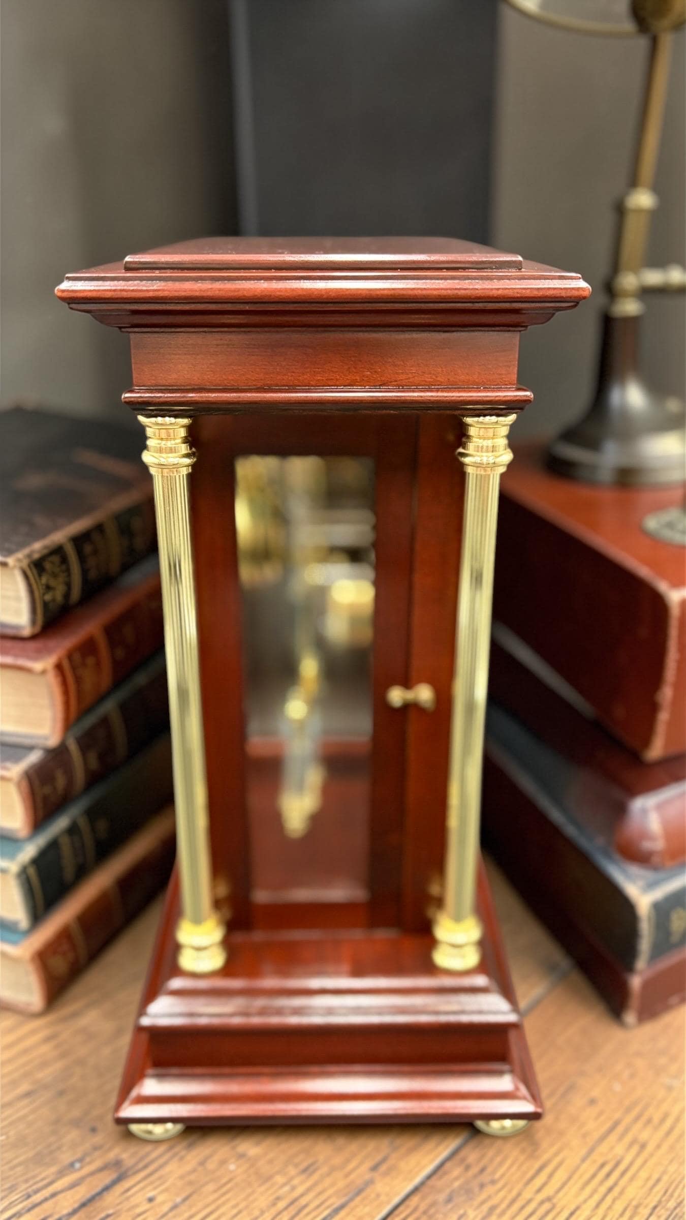 Howard Miller Crystal Regulator Mantel Clock • 1990s Hermle Mechanical Movement