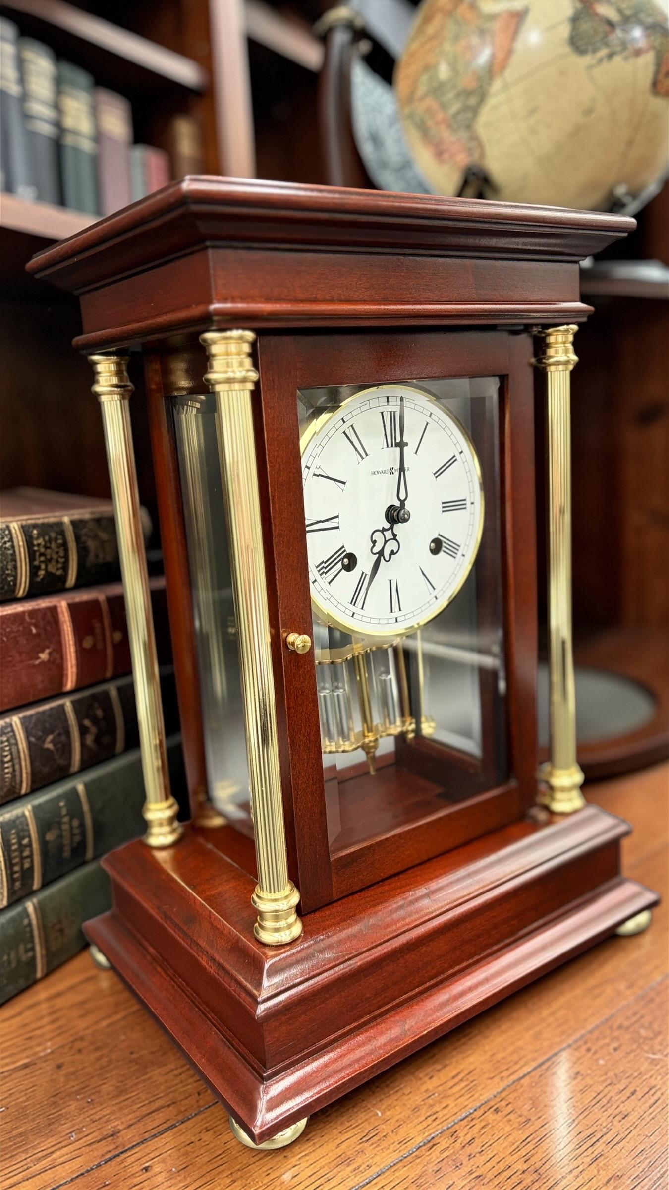 Howard Miller Crystal Regulator Mantel Clock • 1990s Hermle Mechanical Movement