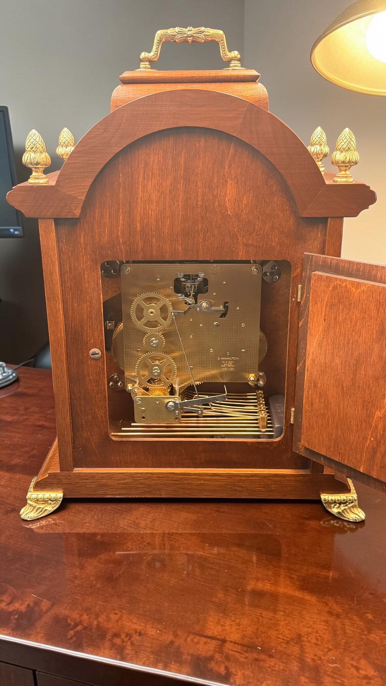 Vintage Hamilton Triple Chime Mechanical Mantel Clock Moon Dial German Movement – Westminster / St. Michael / Whittington